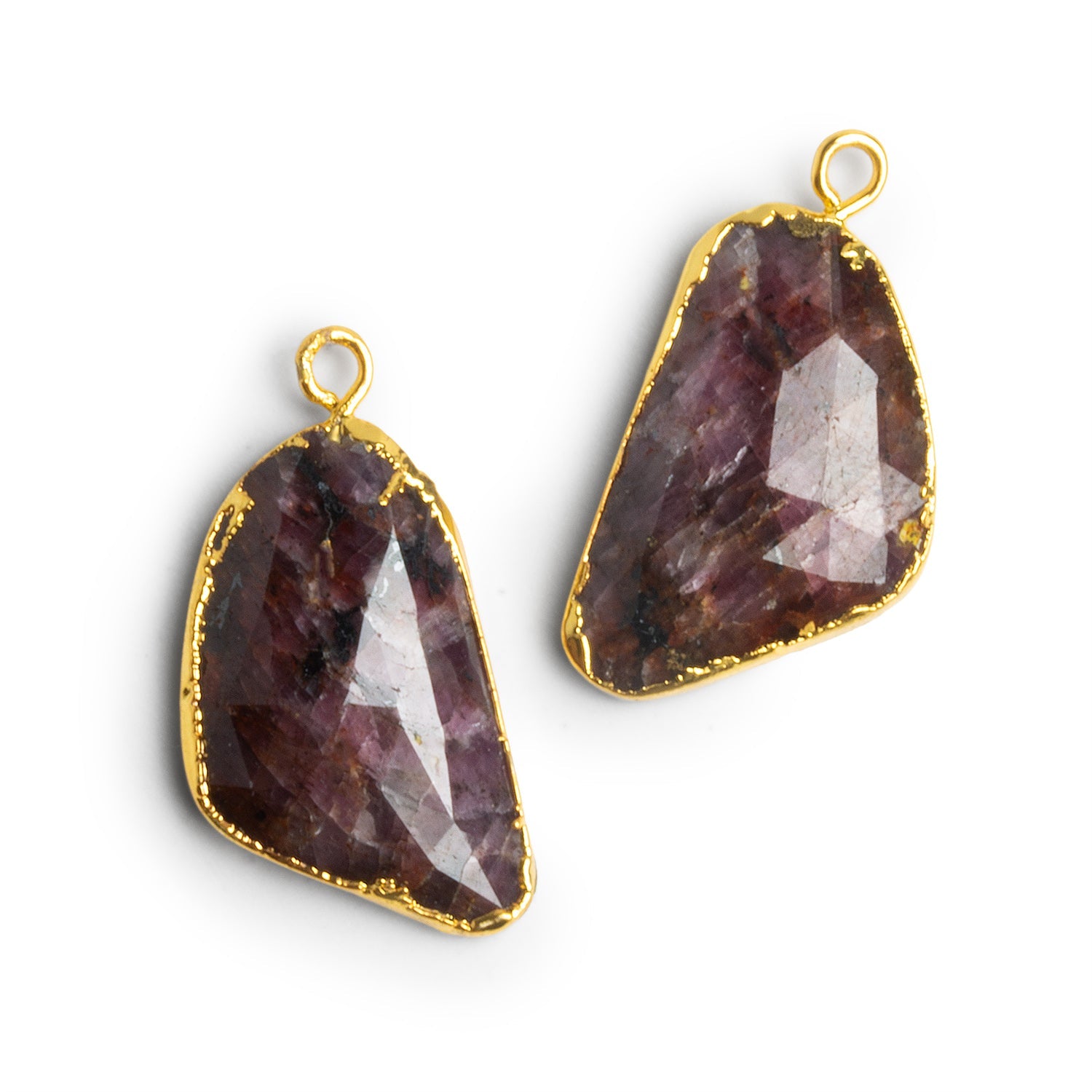 25x13mm Gold Leafed Sapphire Pendants Set of 2 Beads - The Bead Traders