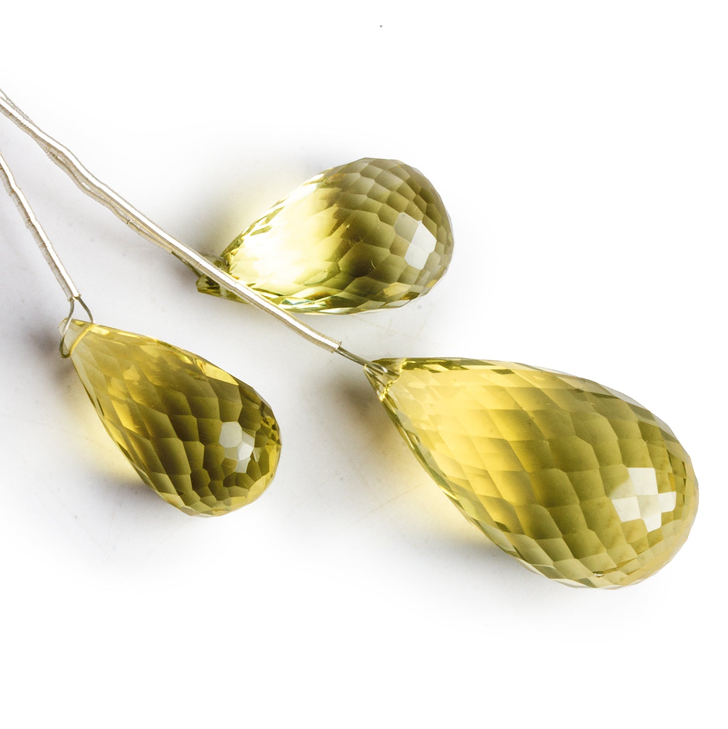 25x13mm Lemon Quartz Faceted Teardrop Focals 3 Beads - The Bead Traders