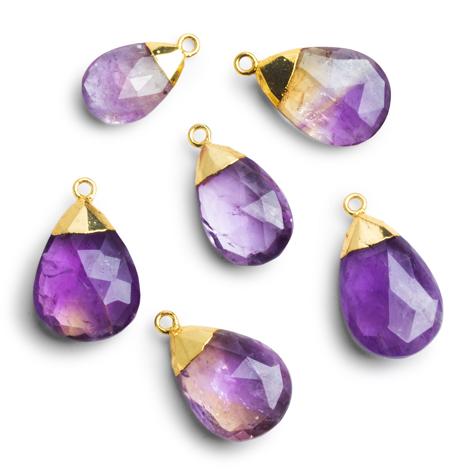 25x14mm Gold Leafed Ametrine Faceted Pear Pendant 1 Bead - The Bead Traders