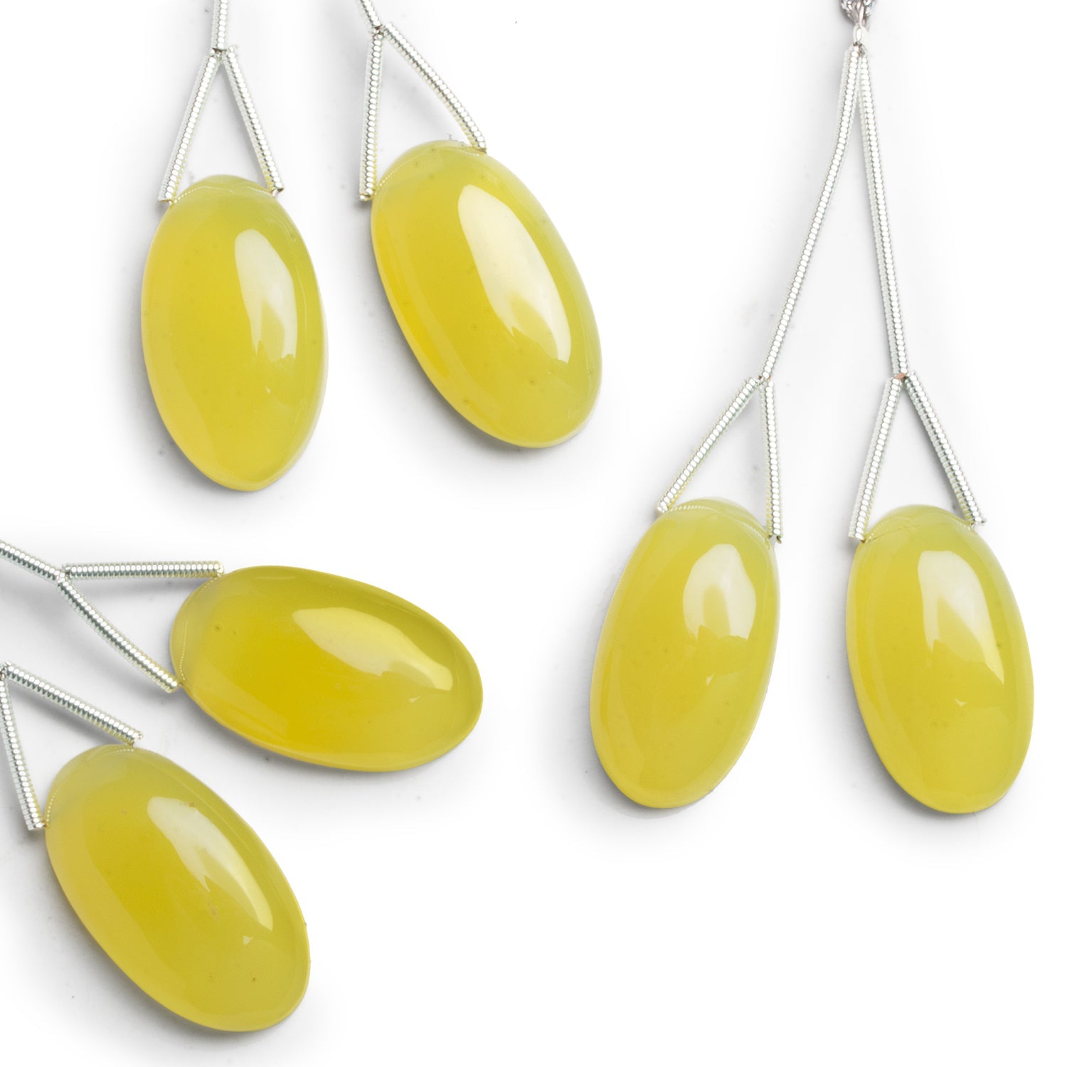 25x15mm Limoncello Yellow Chalcedony Oval Focals Set of 2 Beads - The Bead Traders