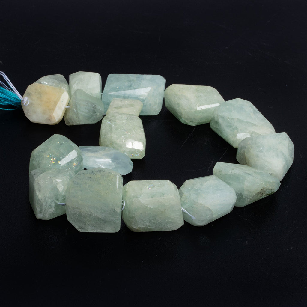 25x20mm Aquamarine Faceted Nuggets 14 inch 17 beads - The Bead Traders