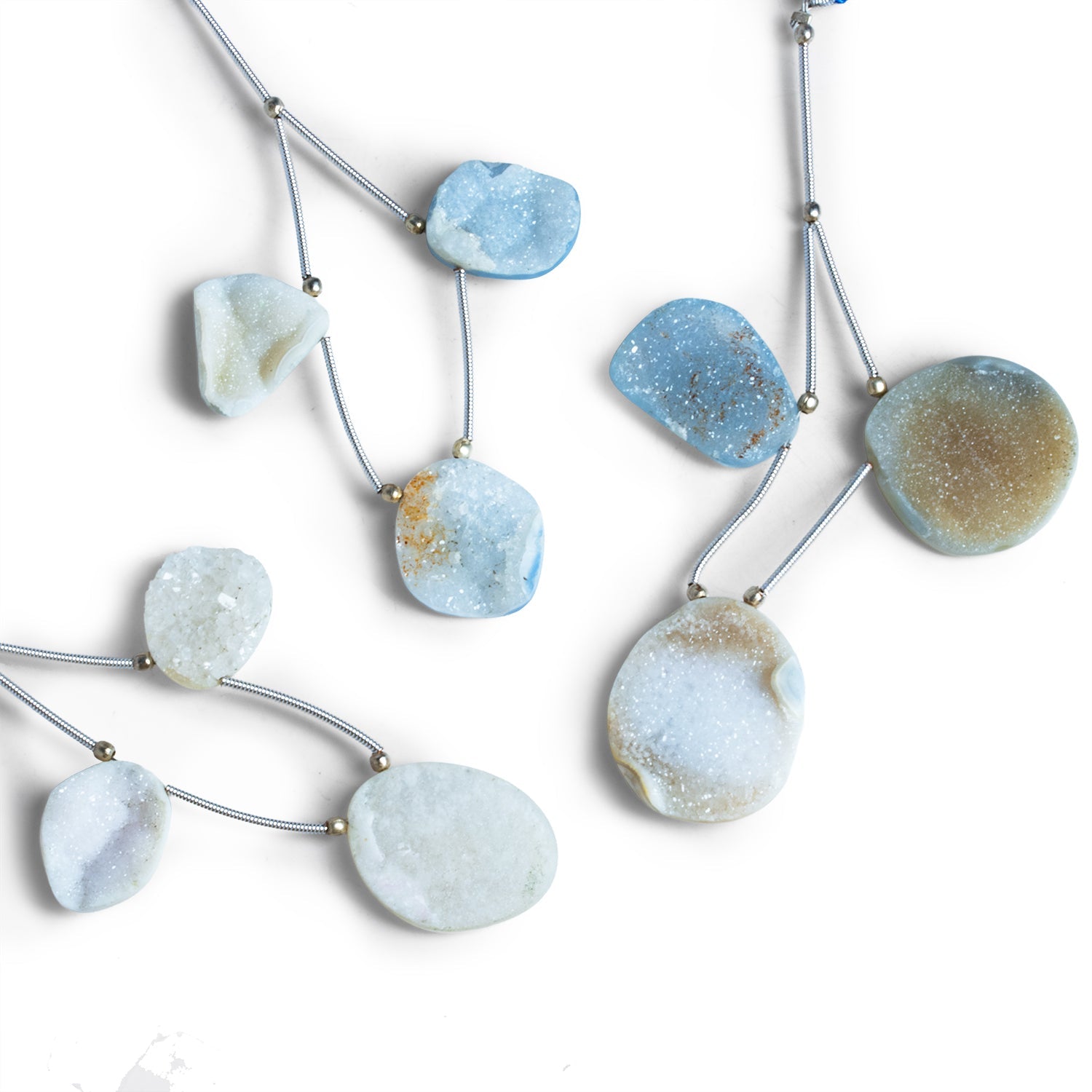 25x20mm Blue Drusy Nugget Focals Set of 3 Beads - The Bead Traders