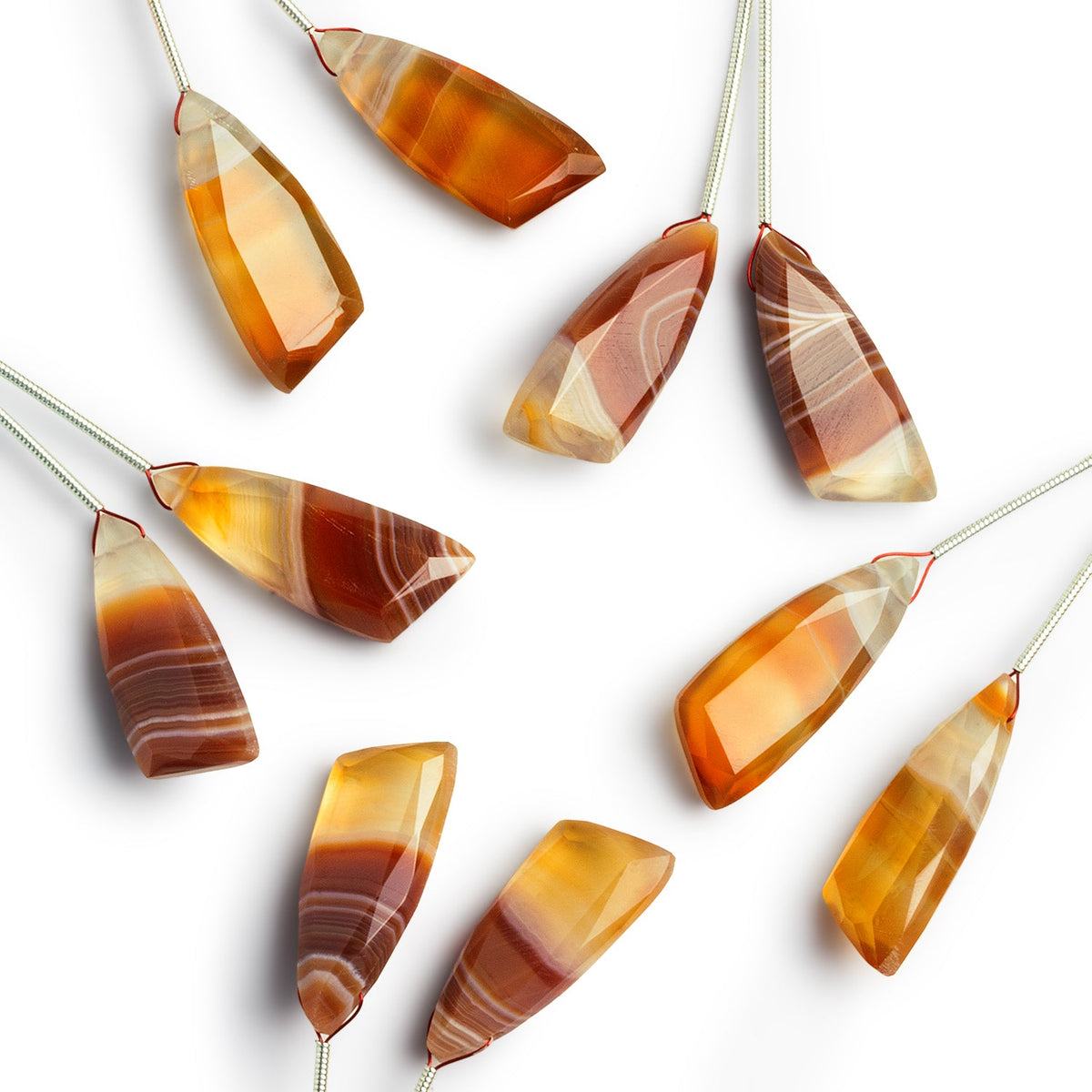26x10mm Orange Banded Agate Fancy Shapes 2 Beads - The Bead Traders
