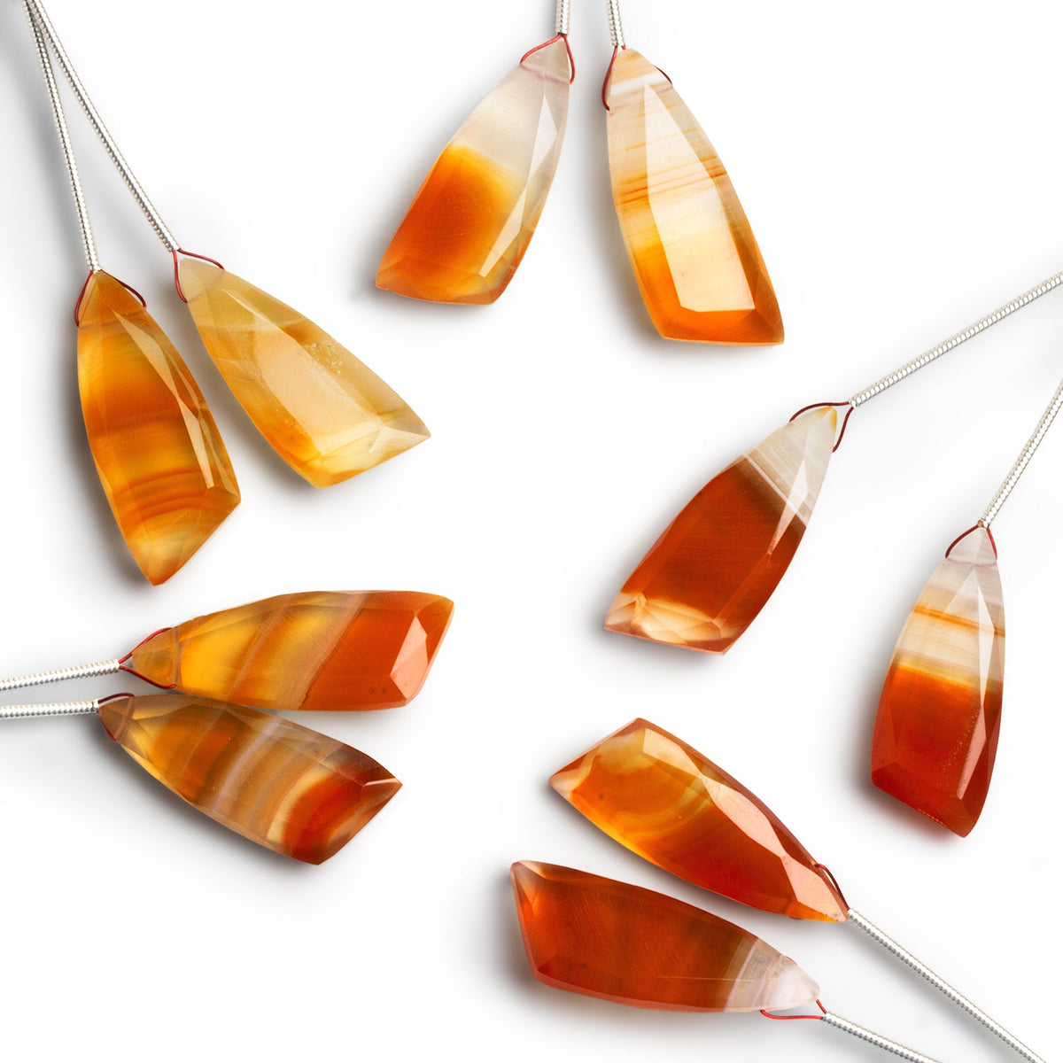 26x10mm Orange Banded Agate Fancy Shapes 2 Beads - The Bead Traders