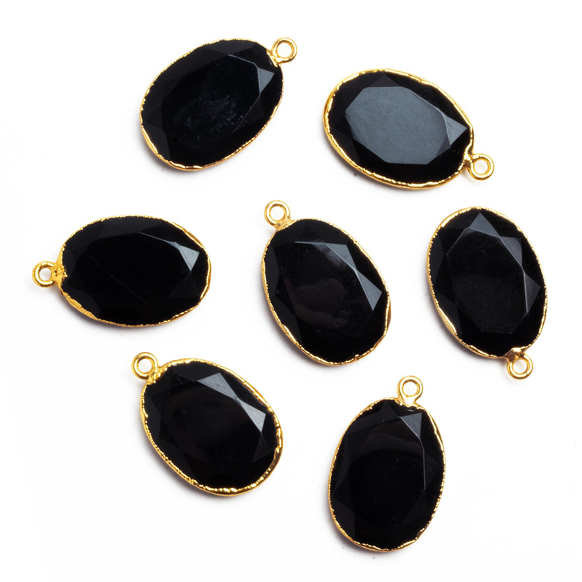 26x17mm Gold Leafed Black Chalcedony Oval Pendant 1 Bead - The Bead Traders