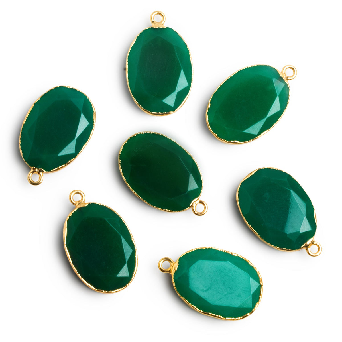 26x17mm Gold Leafed Green Onyx Oval Pendant 1 Bead - The Bead Traders