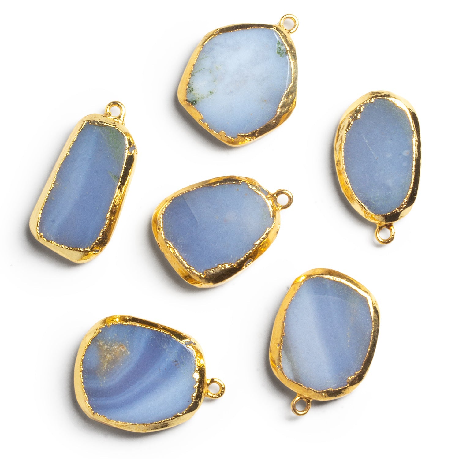 26x18mm Gold Leafed Natural Chalcedony Nugget Pendant 1 Bead - The Bead Traders