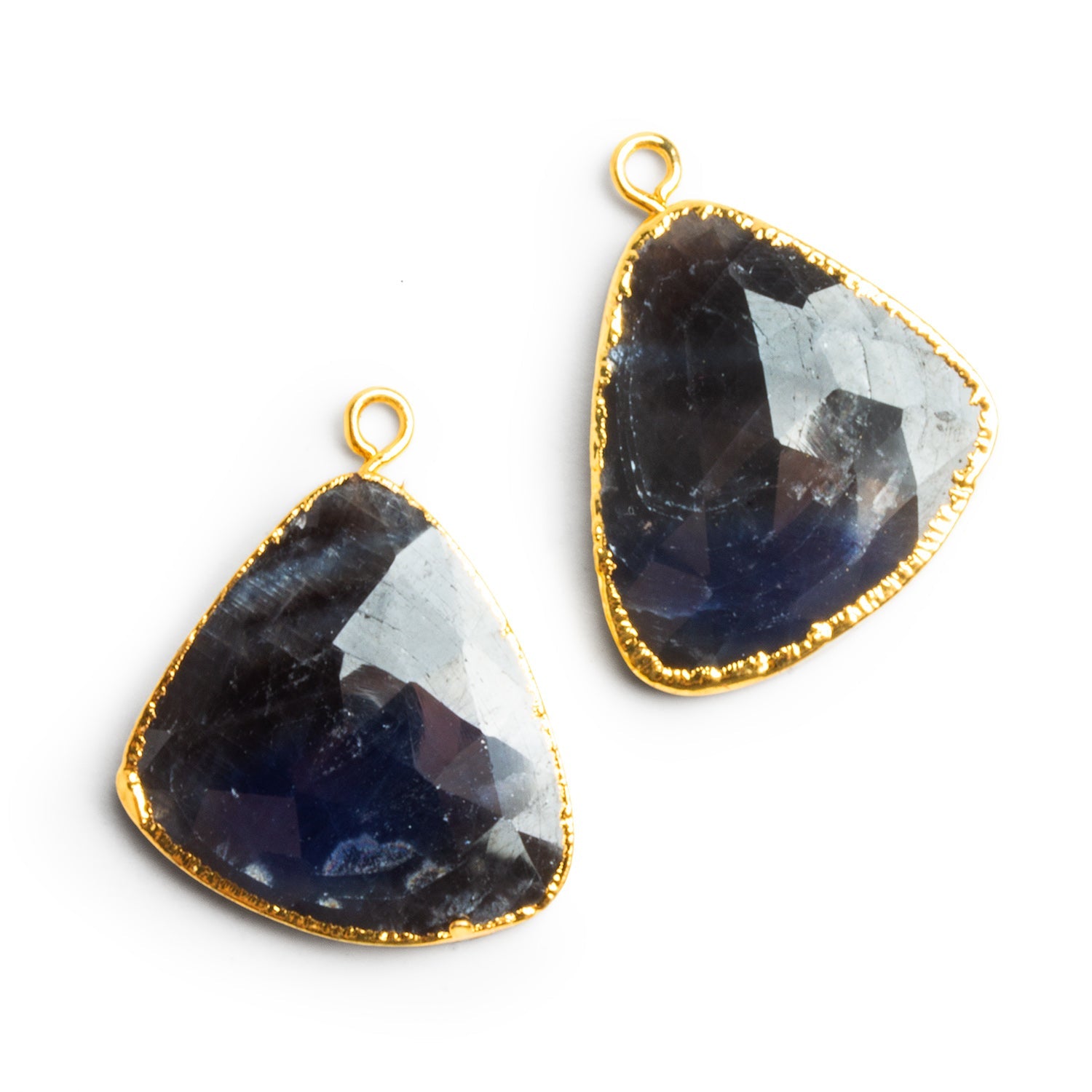 26x18mm Gold Leafed Sapphire Pendants Set of 2 Beads - The Bead Traders