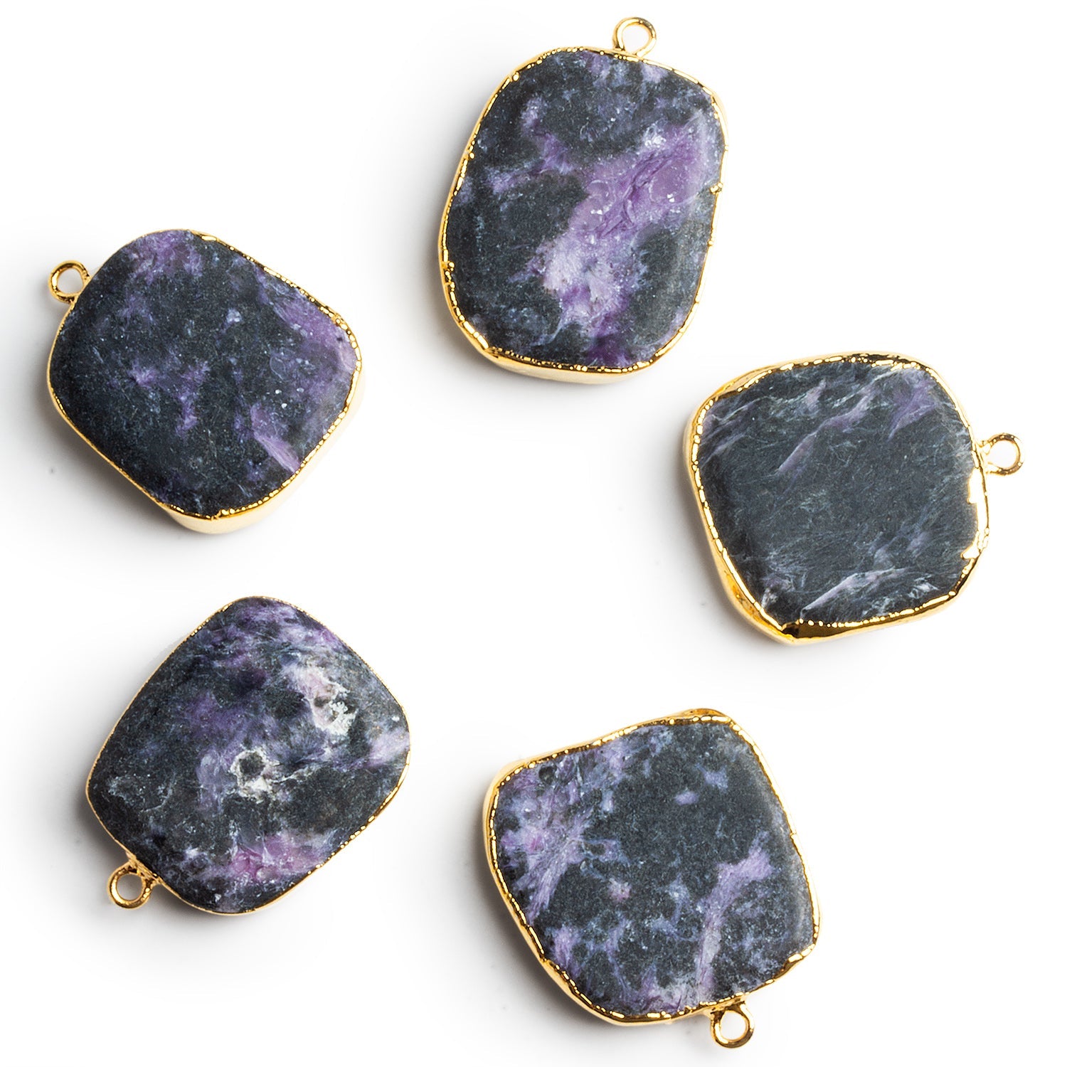26x20mm Gold Leafed Charoite Nugget Pendant 1 bead - The Bead Traders