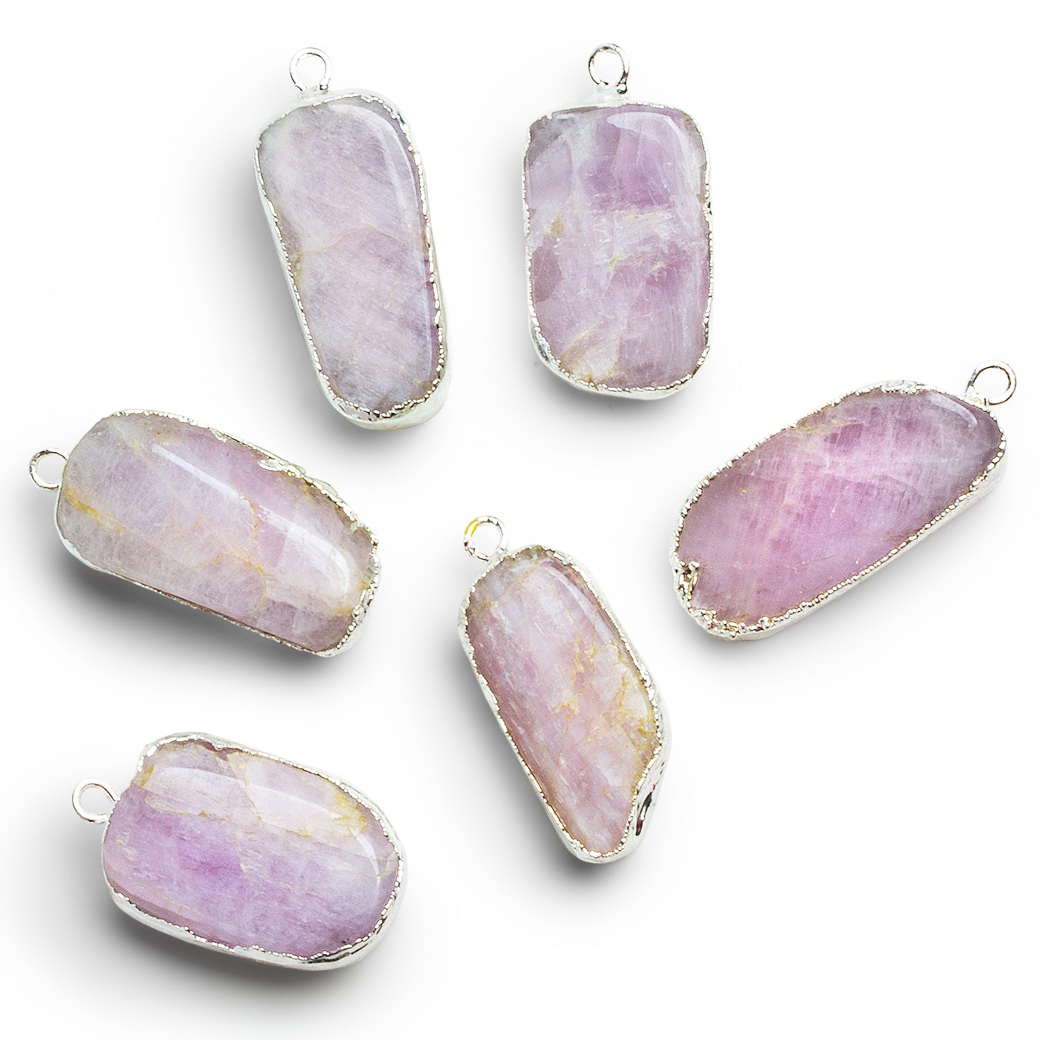27x13mm Silver Leafed Kunzite Nugget Pendant 1 Bead - The Bead Traders