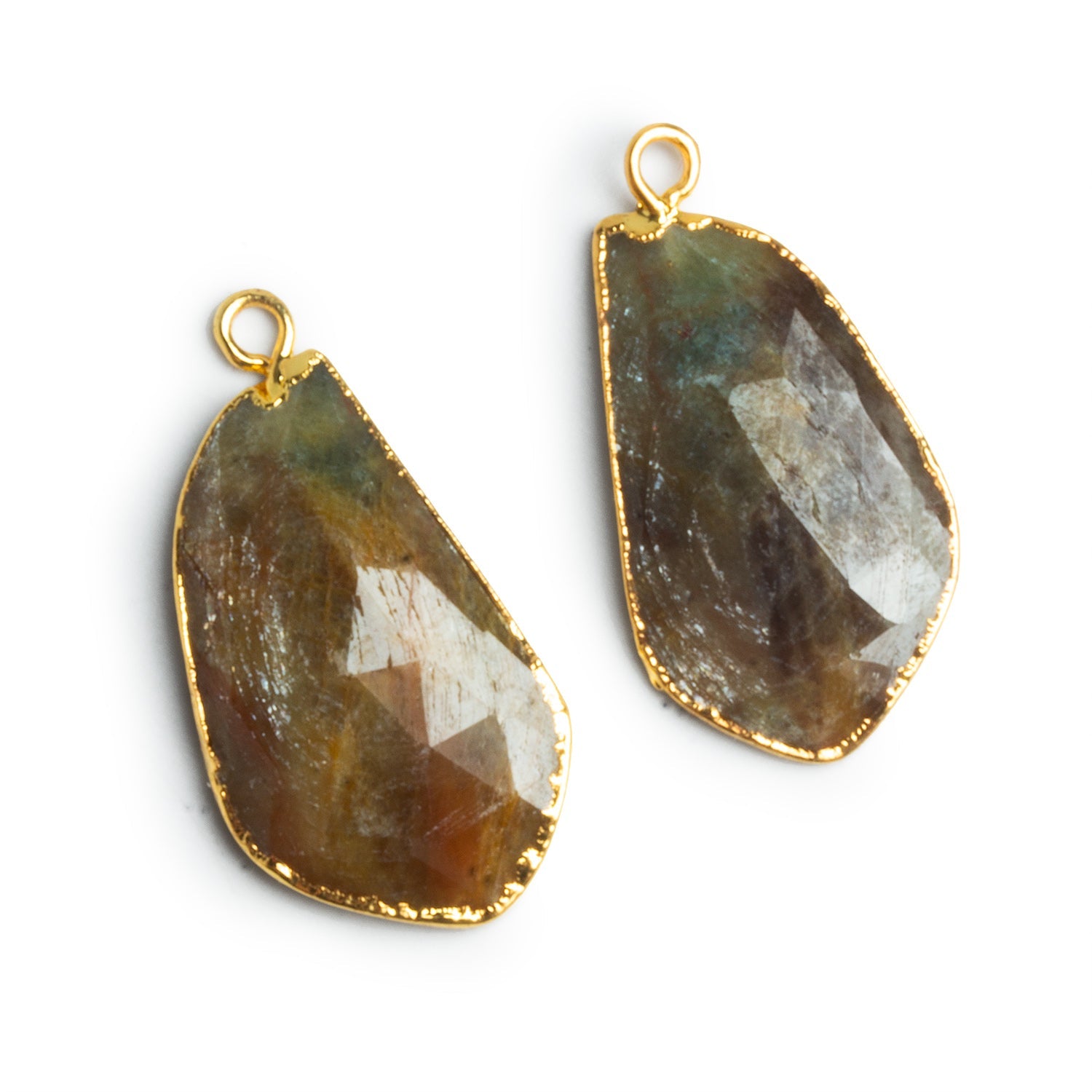 27x14mm Gold Leafed Sapphire Pendants Set of 2 Beads - The Bead Traders