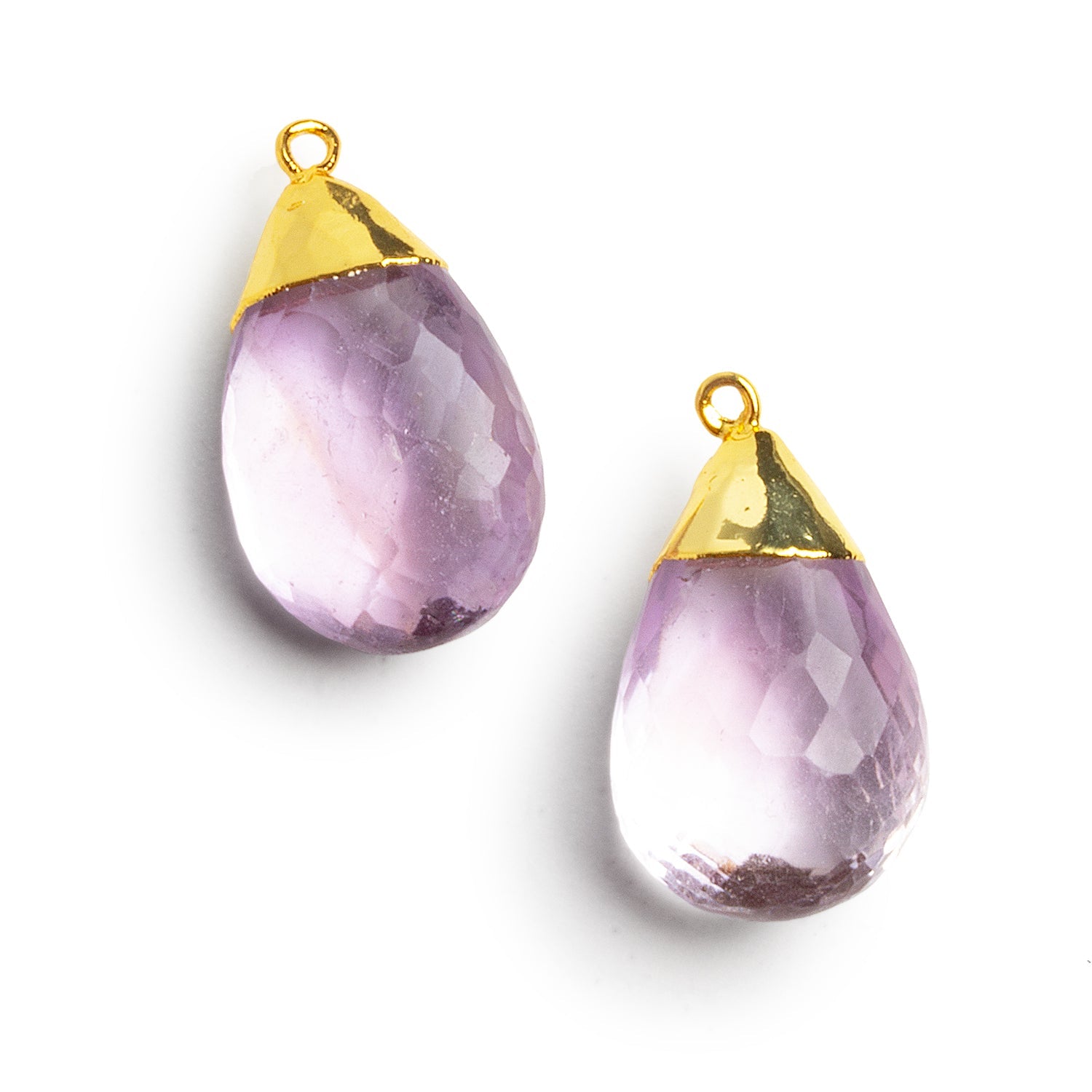 27x15mm Gold Leafed Amethyst Faceted Pear Pendant 1 Bead - The Bead Traders