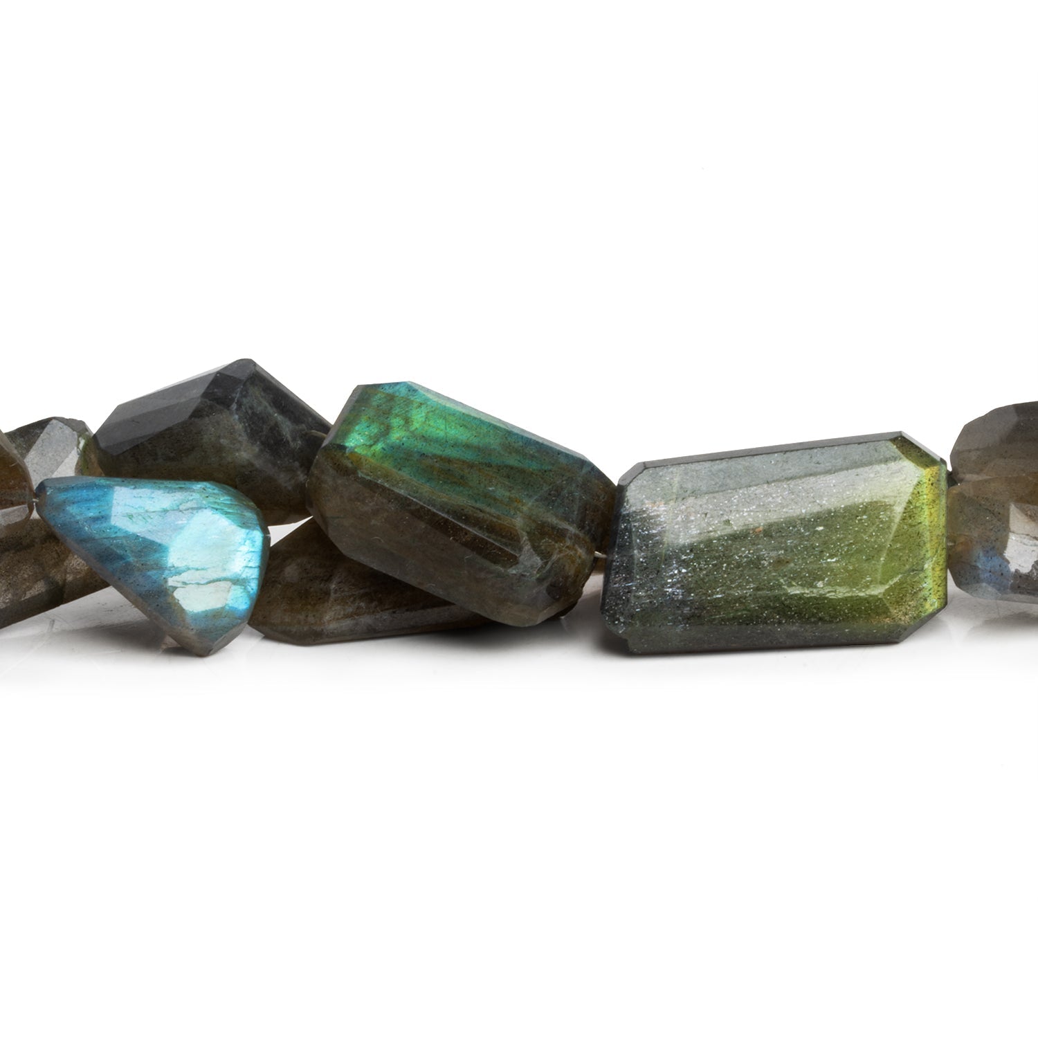 27x15mm Labradorite Faceted Nuggets 8 inch 9 beads - The Bead Traders