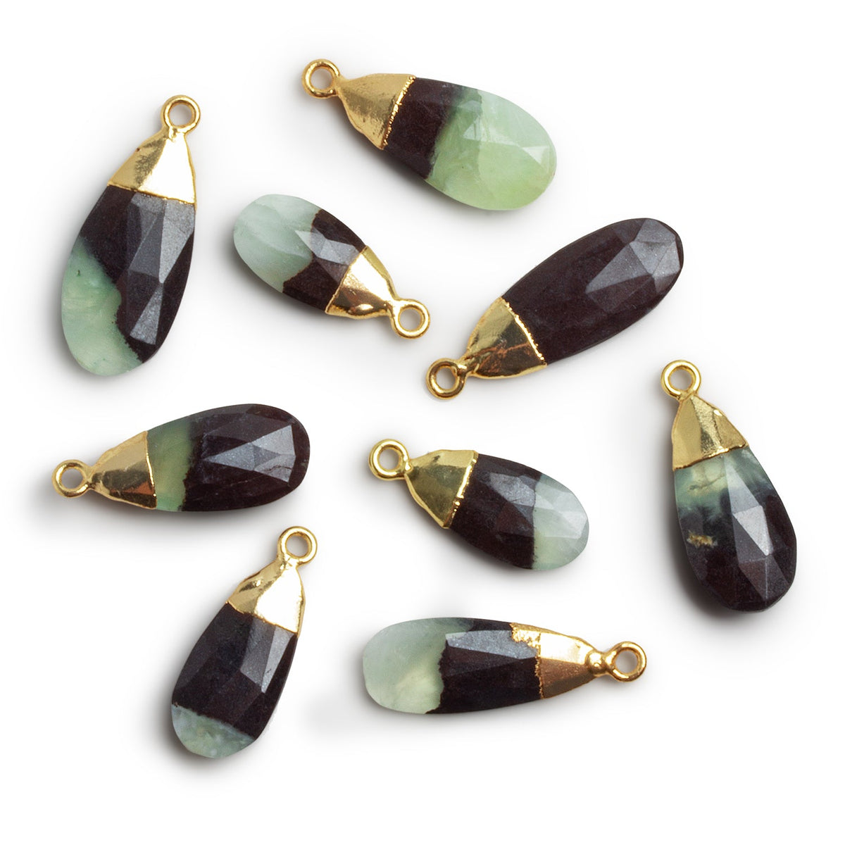 27x9mm Gold Leafed Prehnite Faceted Pear Pendant 1 Bead - The Bead Traders