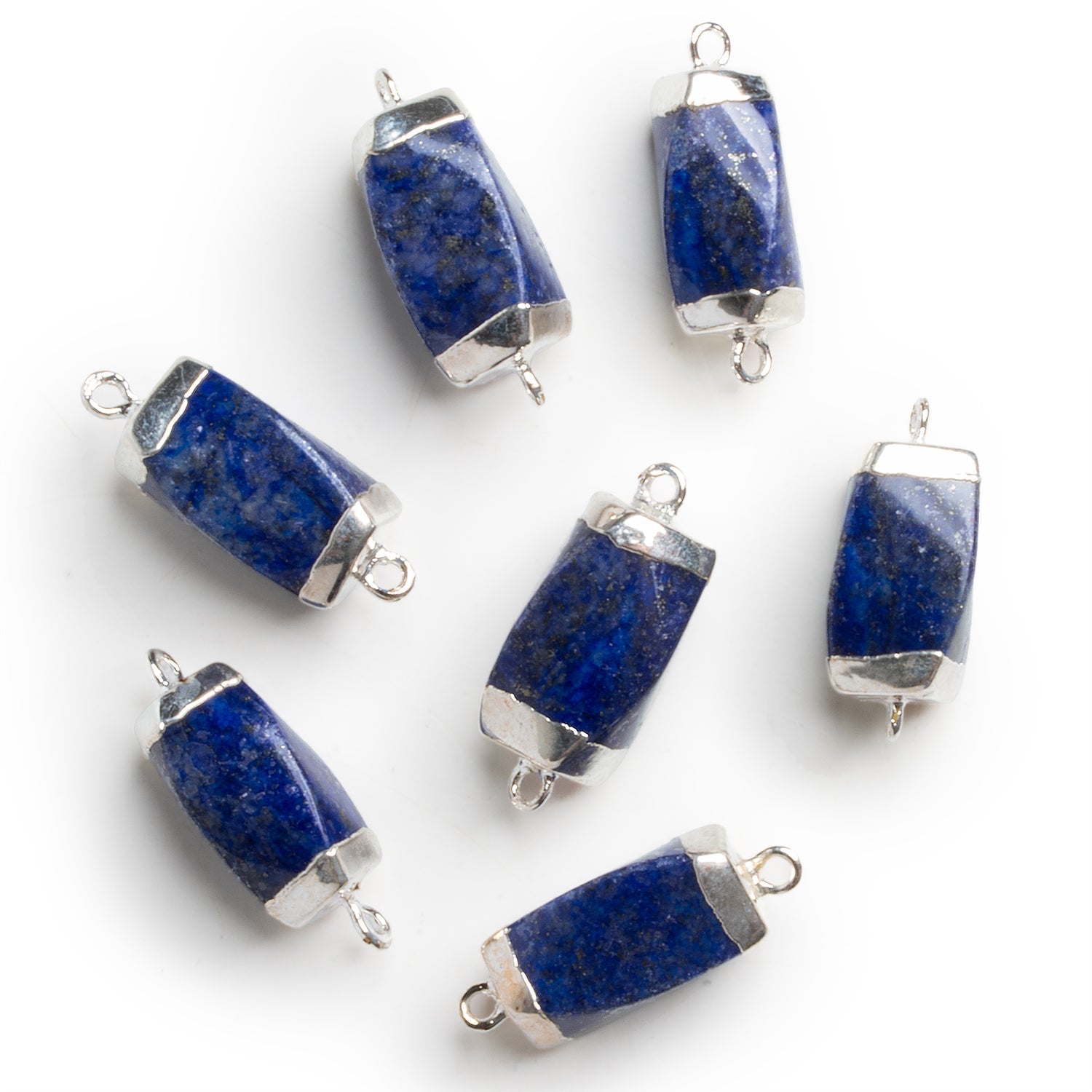 28x11mm Silver Leafed Lapis Lazuli Twist Connector 1 Bead - The Bead Traders