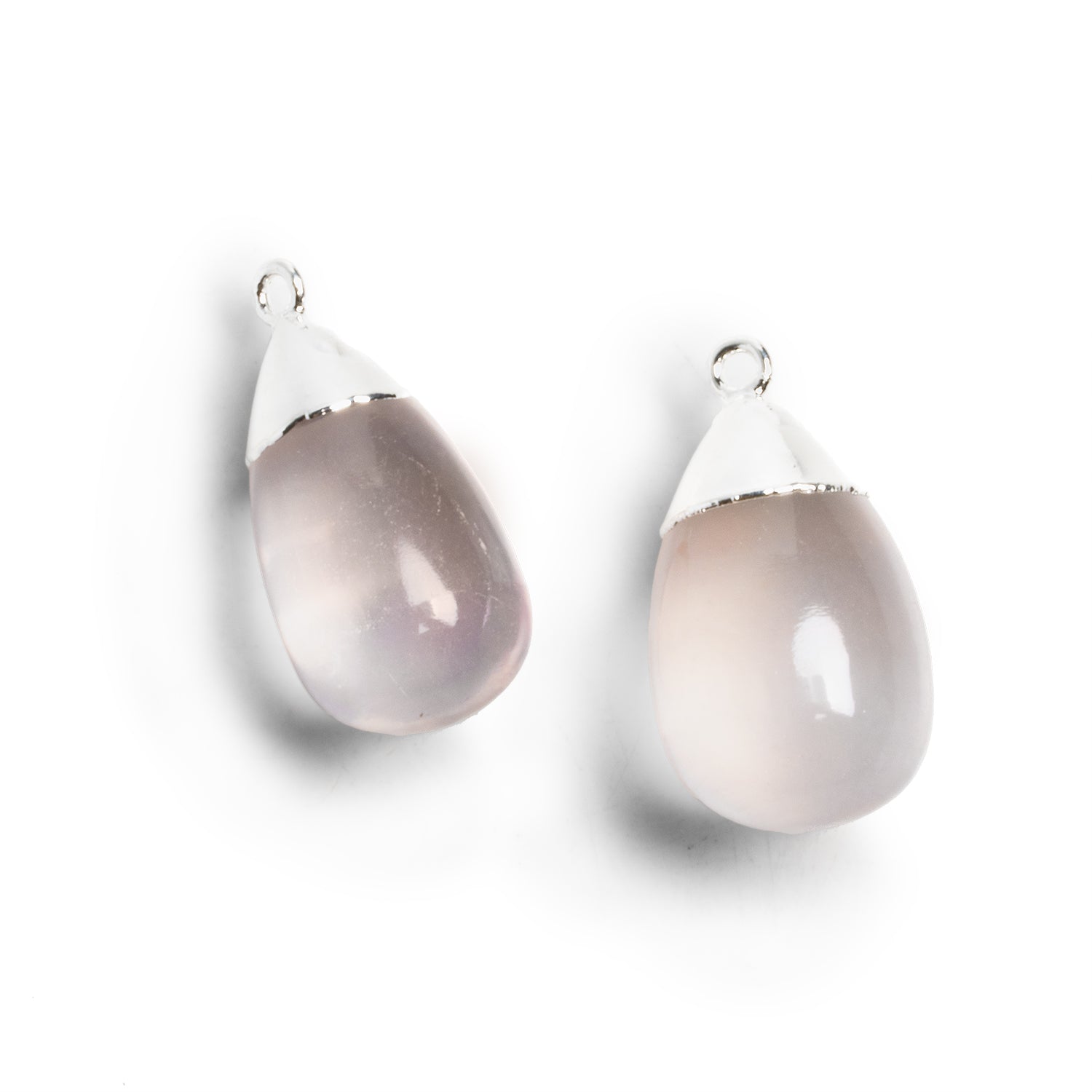 28x15mm Silver Leafed Rose Quartz Teardrop Pendant 1 Bead - The Bead Traders