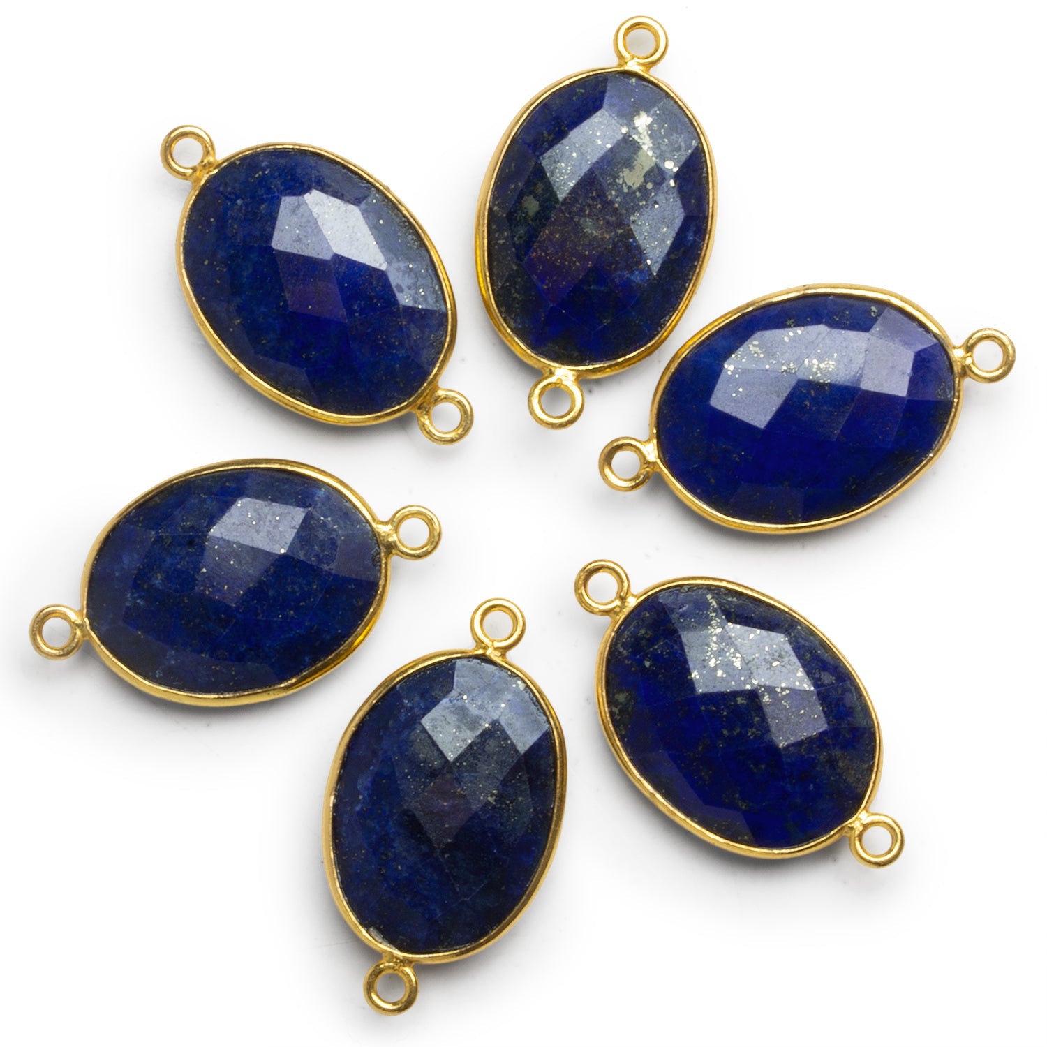 28x16mm Vermeil Bezeled Lapis Lazuli Oval Connector 1 Bead - The Bead Traders