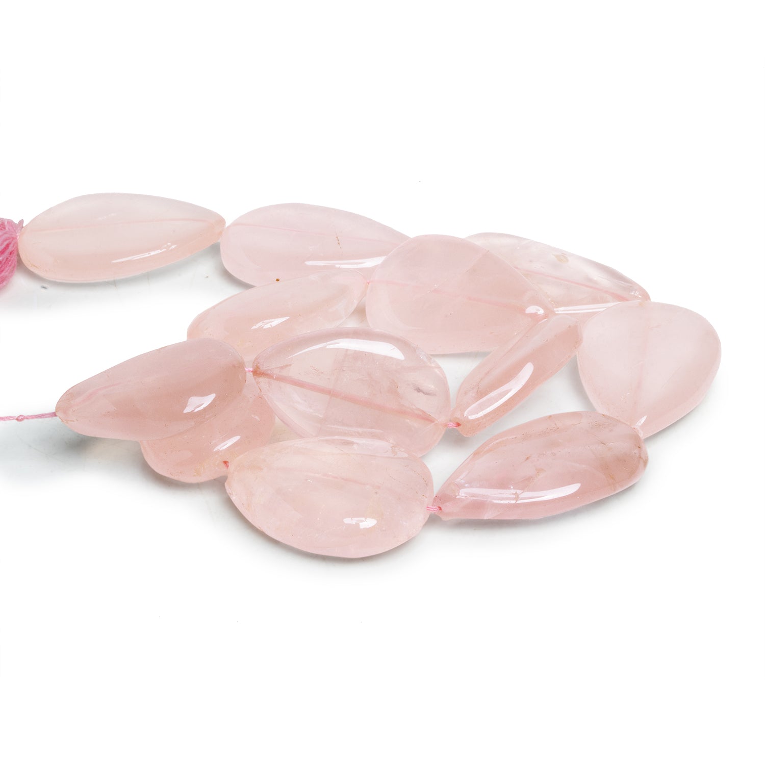 28x18mm Rose Quartz Plain Pears 12 inch 11 beads - The Bead Traders