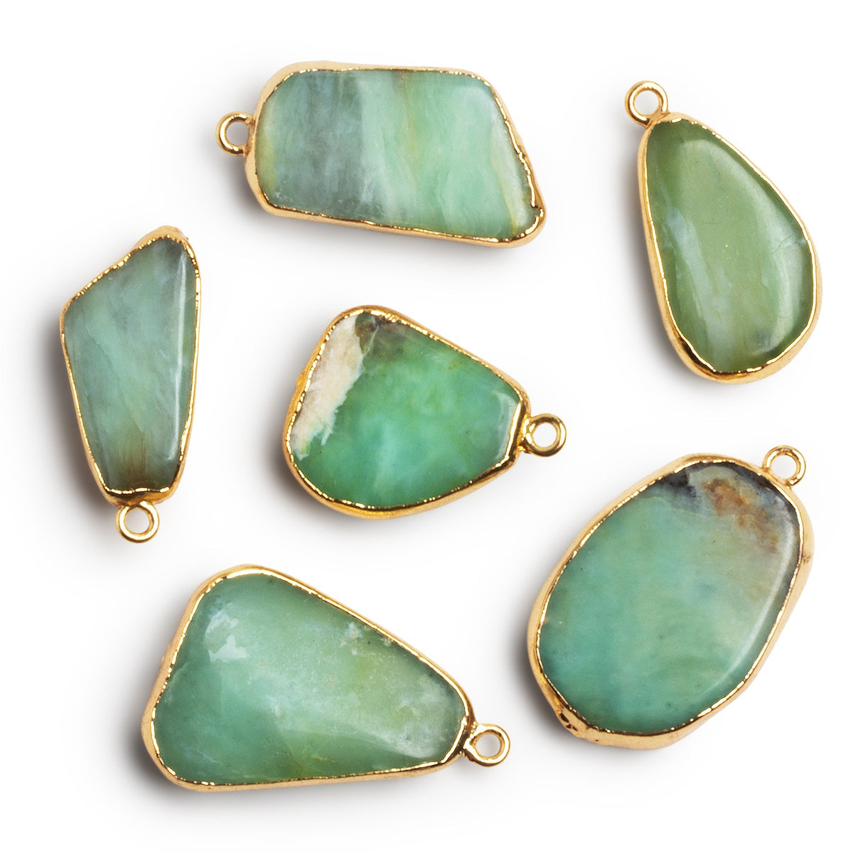29x15mm Gold Leafed Blue Peruvian Opal Nugget Pendant 1 Bead - The Bead Traders