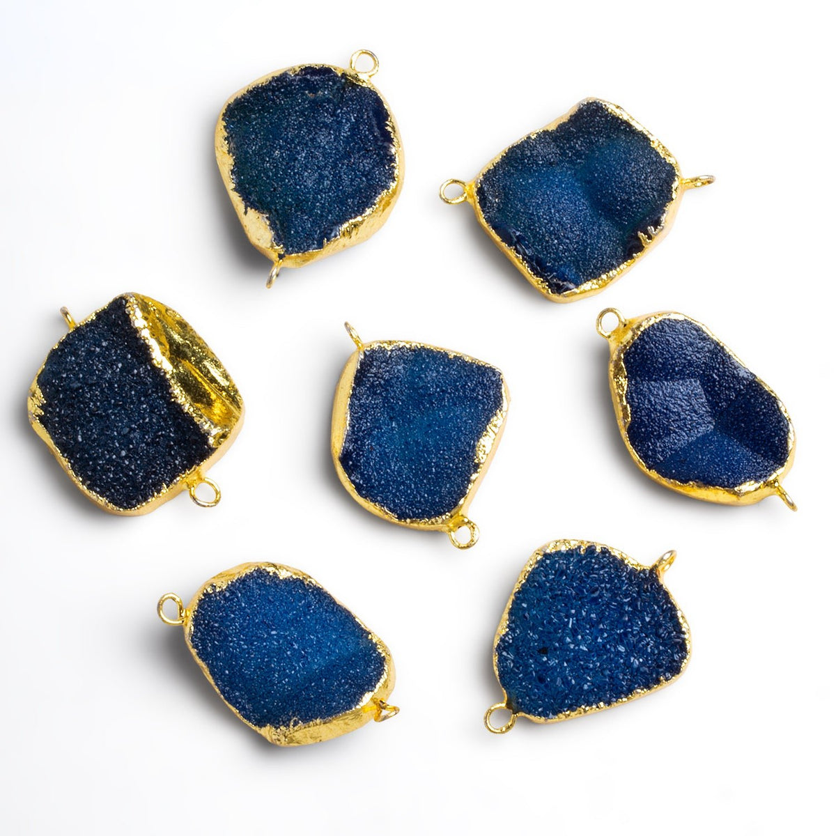 29x19mm Gold Leafed Blue Drusy Nugget Connector 1 Bead - The Bead Traders