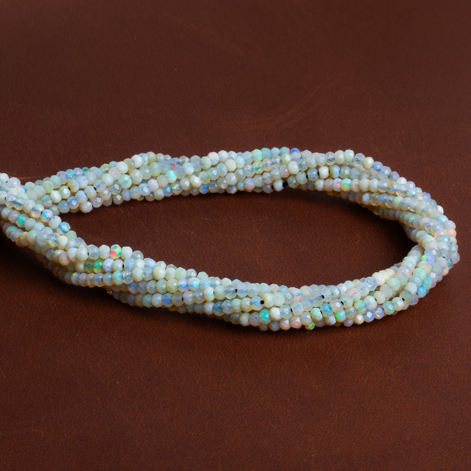 2mm Australian Opal Microfaceted Rounds 12 inch 175 beads - The Bead Traders
