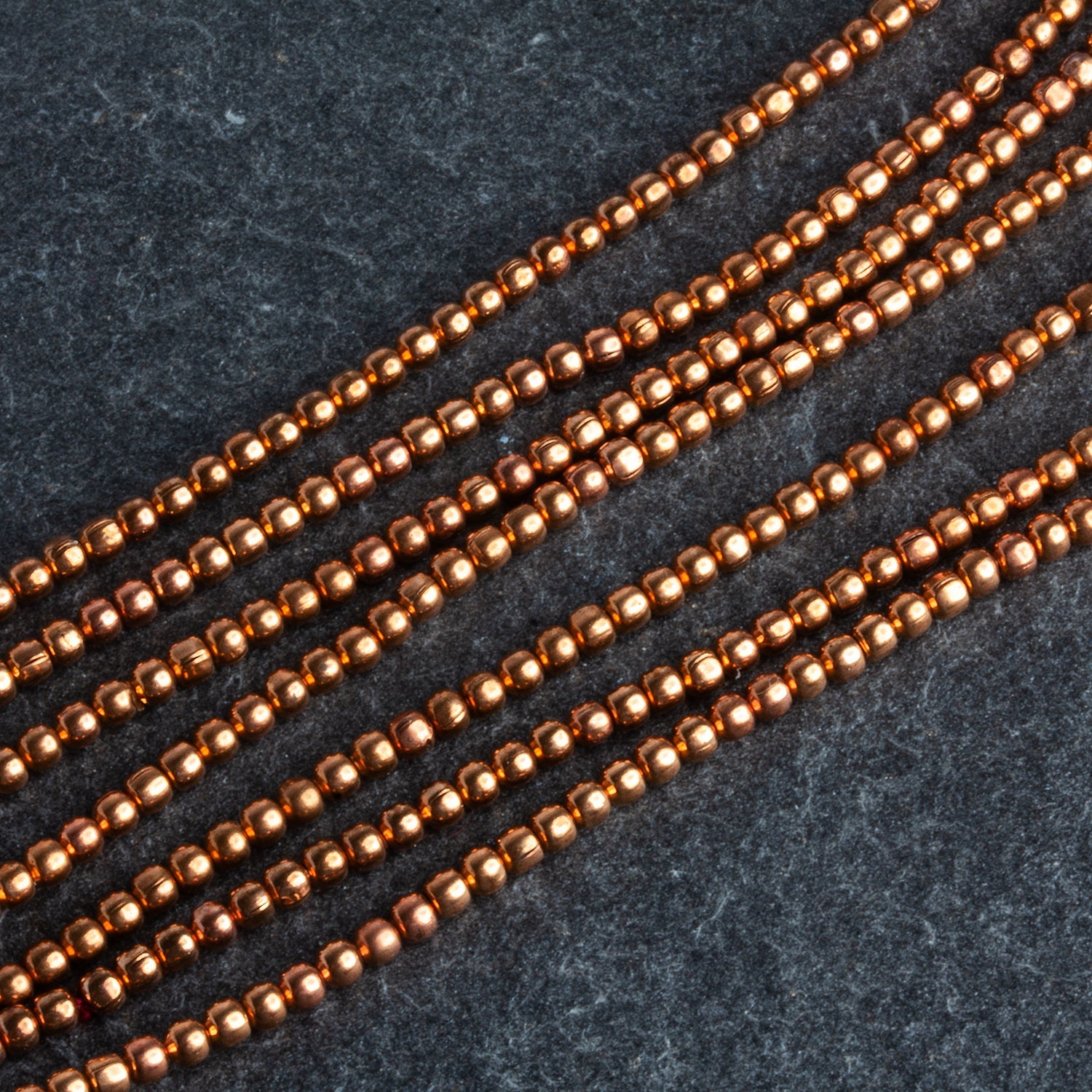 2mm Copper Plain Round Beads 8 inch 104 beads - The Bead Traders