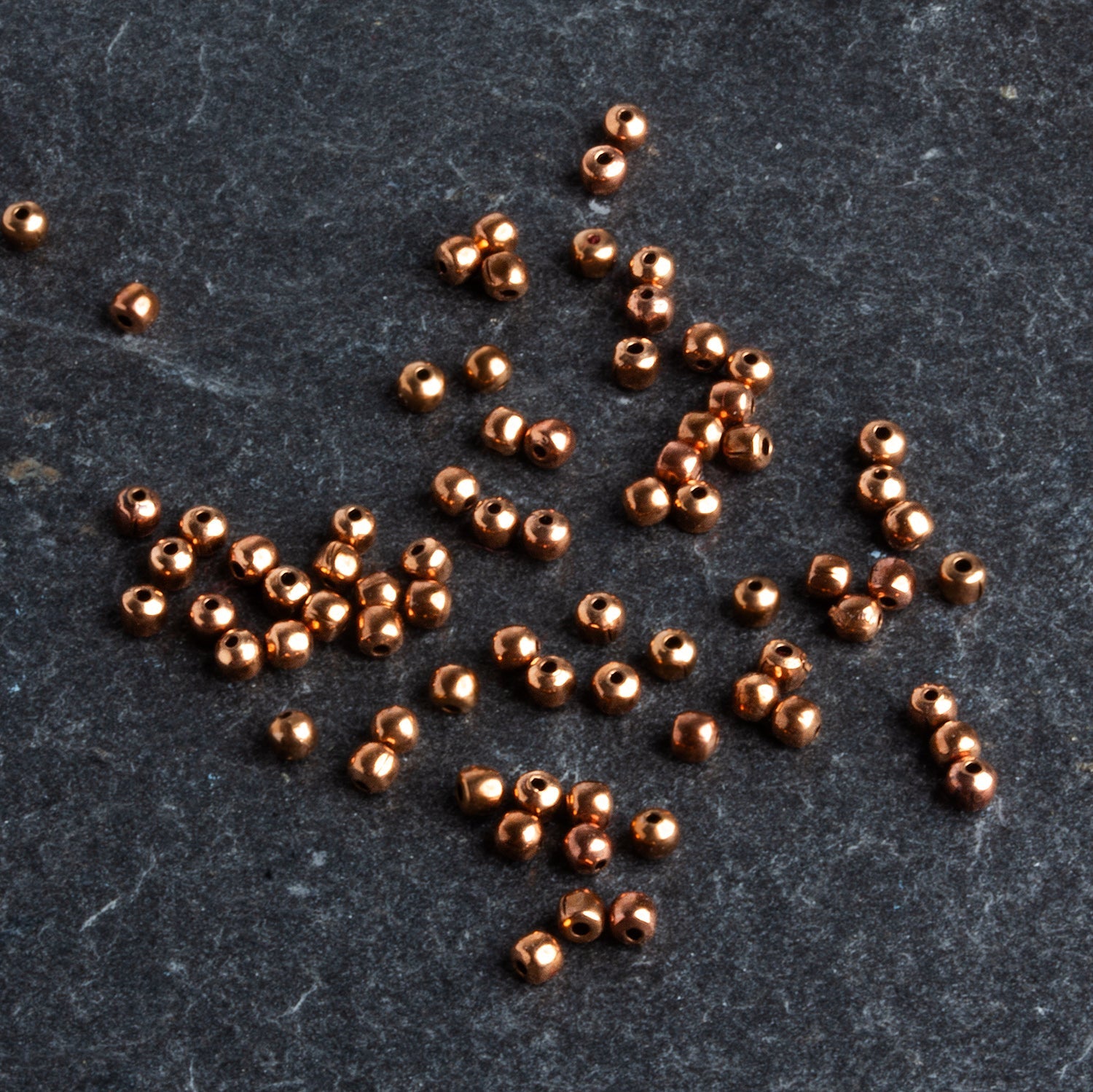2mm Copper Plain Round Beads 8 inch 104 beads - The Bead Traders