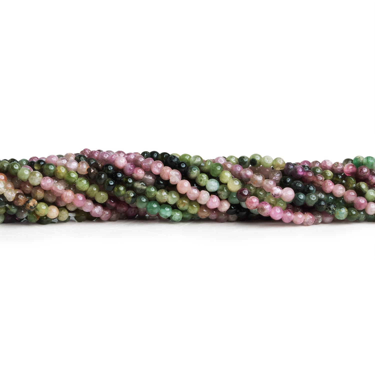 2mm Multicolor Tourmaline Plain Rounds 14 inch 180 beads - The Bead Traders
