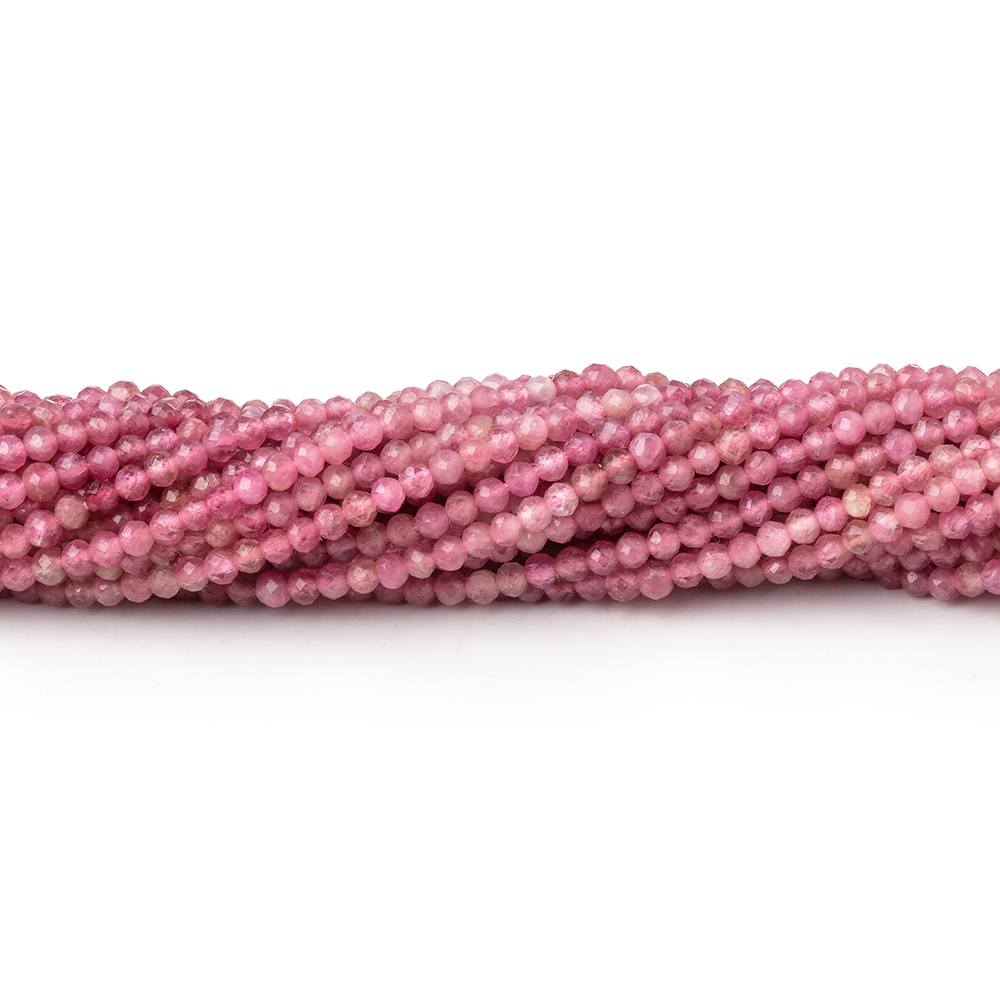 2mm Pink Tourmaline Micro Faceted Rounds 12.5 inch 174 beads - The Bead Traders