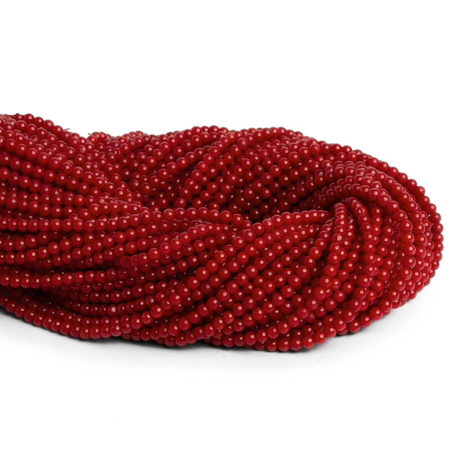 2mm Red Coral Rounds 16 inch 175 beads - The Bead Traders