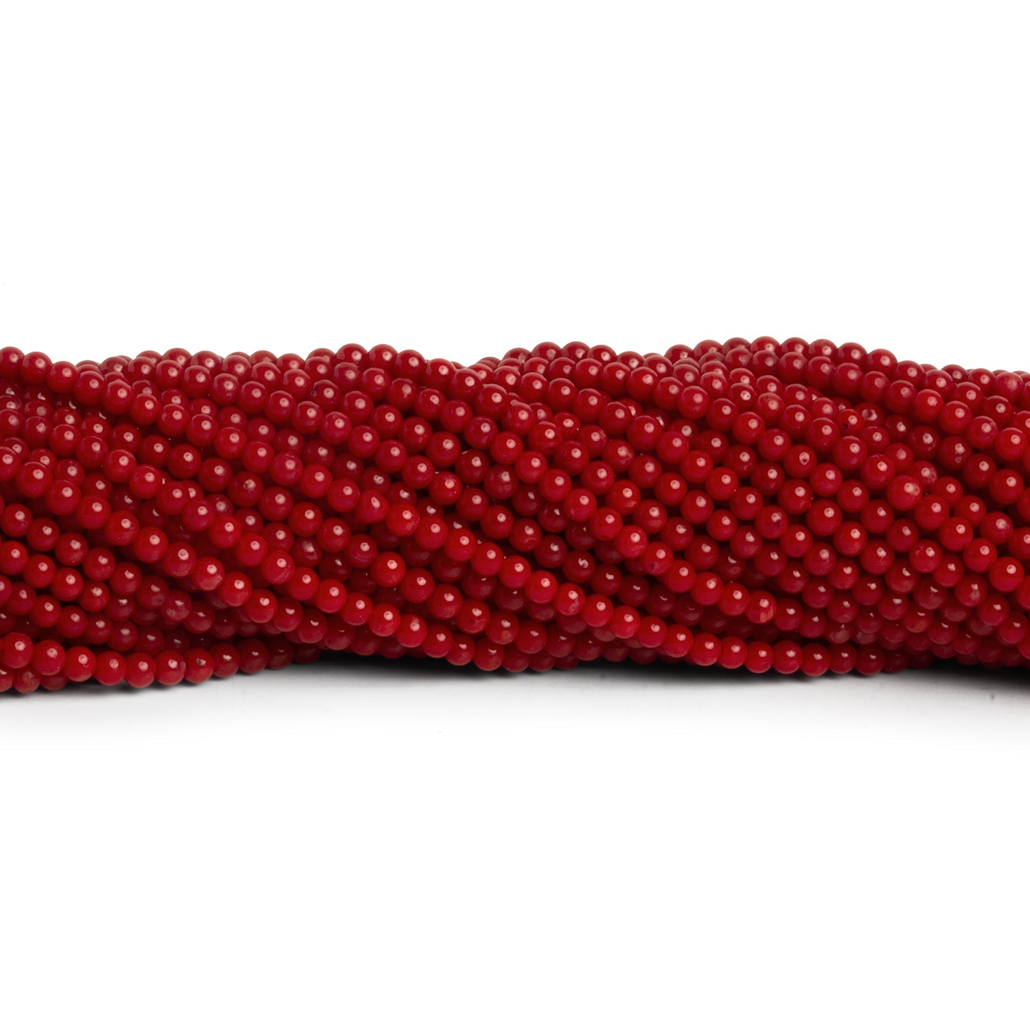 2mm Red Coral Rounds 16 inch 175 beads - The Bead Traders