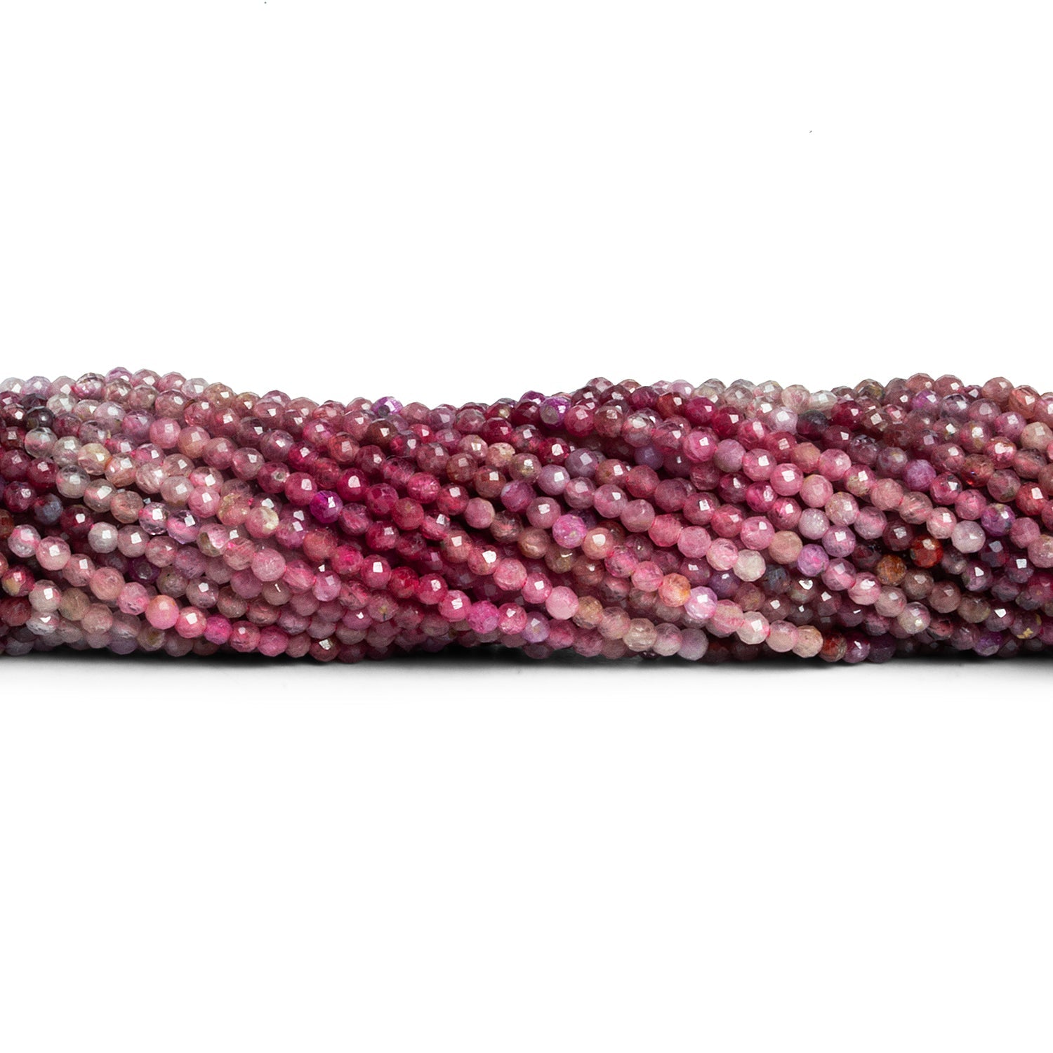 2mm Shaded Ruby Microfaceted Rounds 12 inch 155 Beads - The Bead Traders
