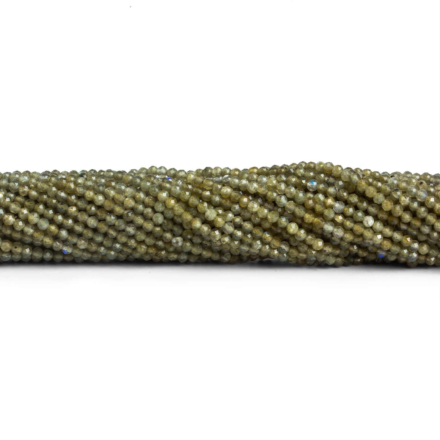 2mm Yellow Labradorite Micro Faceted Rounds 12 inch 155 beads - The Bead Traders