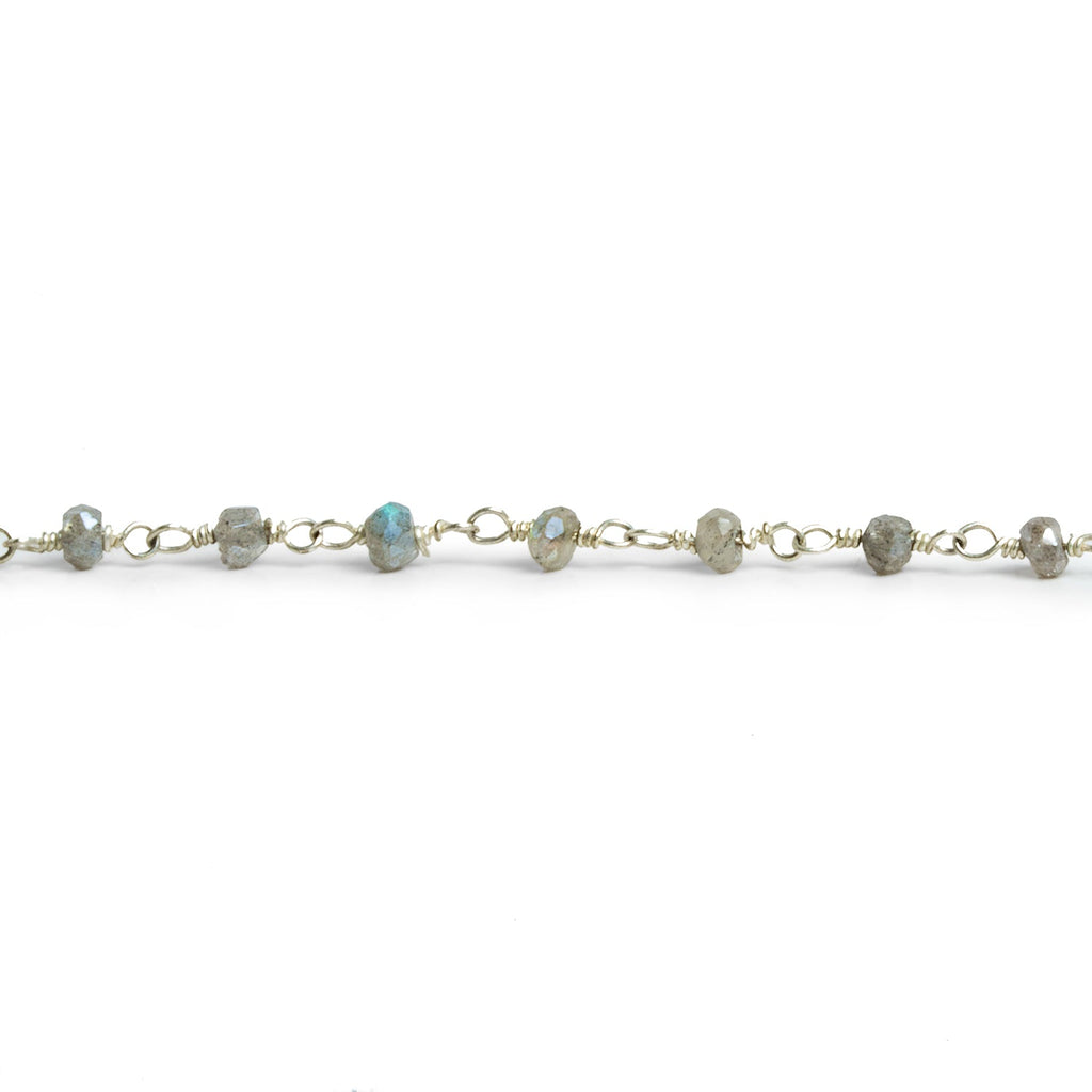 3-3.5mm Mystic Labradorite Rondelle Silver Chain 41 beads - The Bead Traders