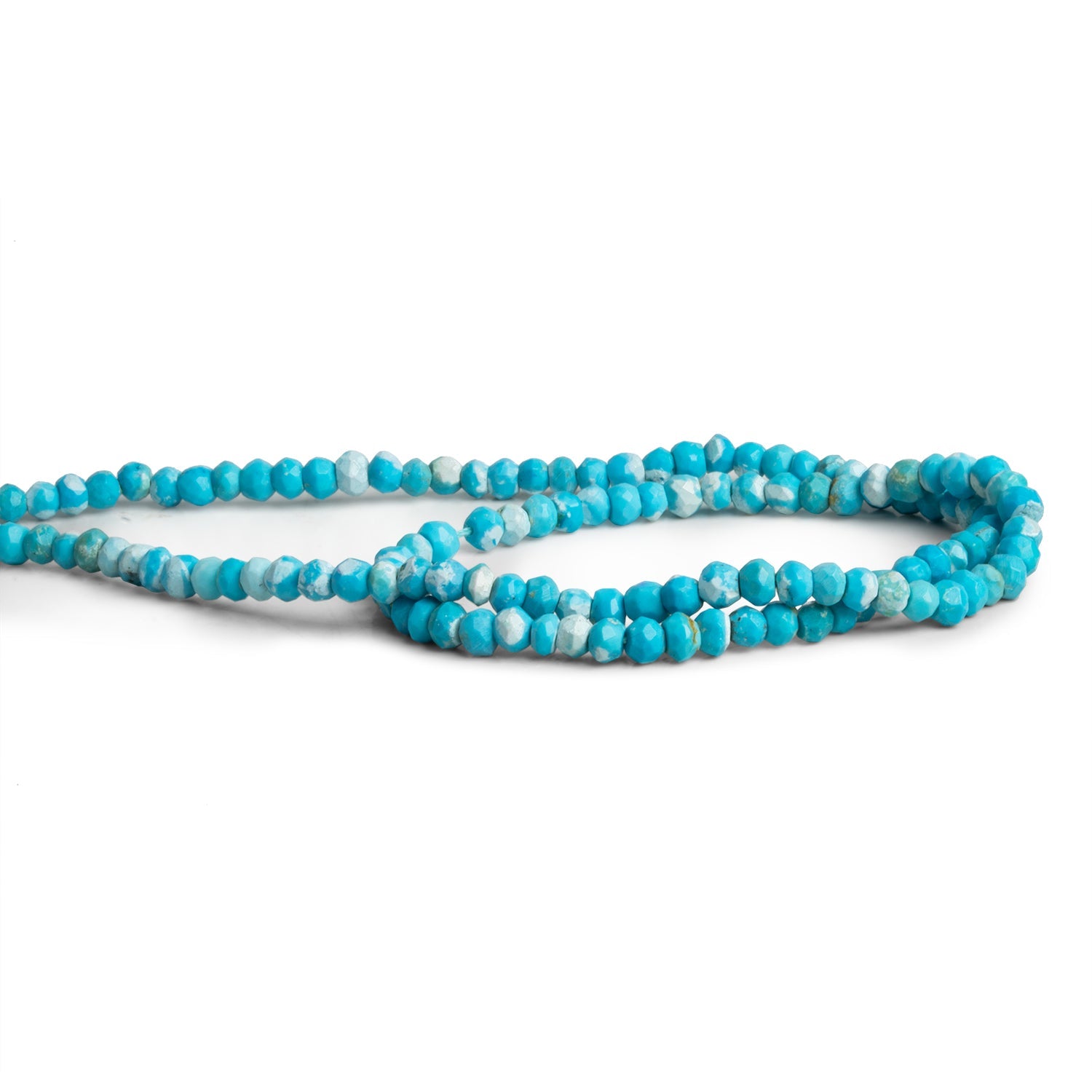 3 - 3.5mm Turquoise Howlite Faceted Rondelles 12 inch 120 beads - The Bead Traders