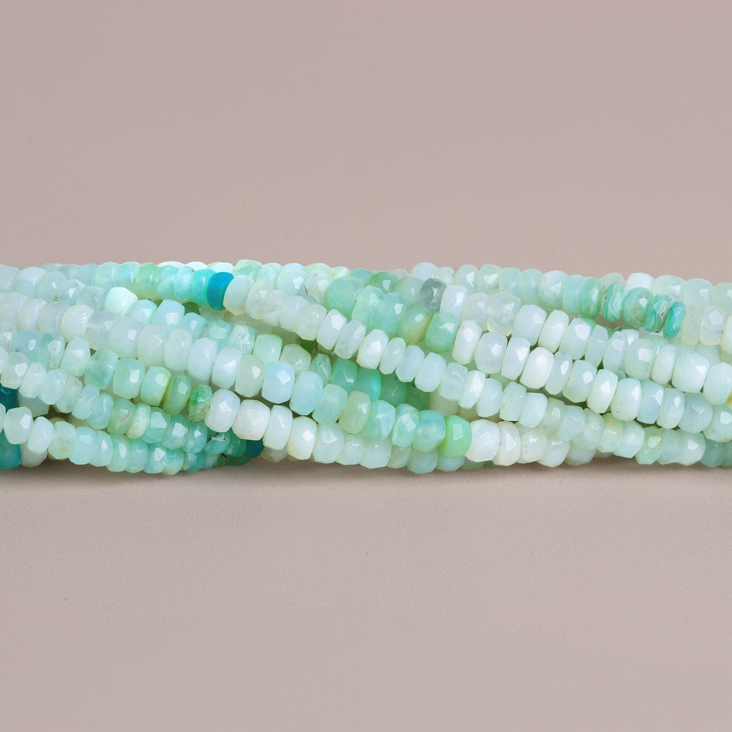 3-4mm Blue Peruvian Opal Faceted Rondelles 16 inch 170 beads - The Bead Traders