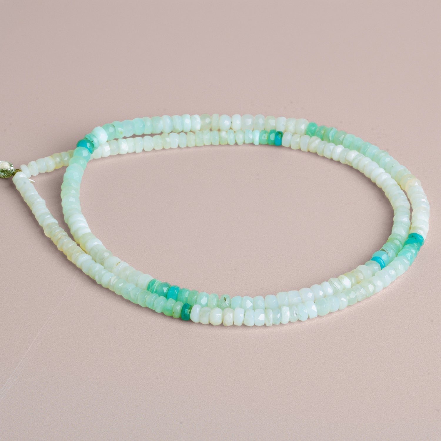 3-4mm Blue Peruvian Opal Faceted Rondelles 16 inch 170 beads - The Bead Traders