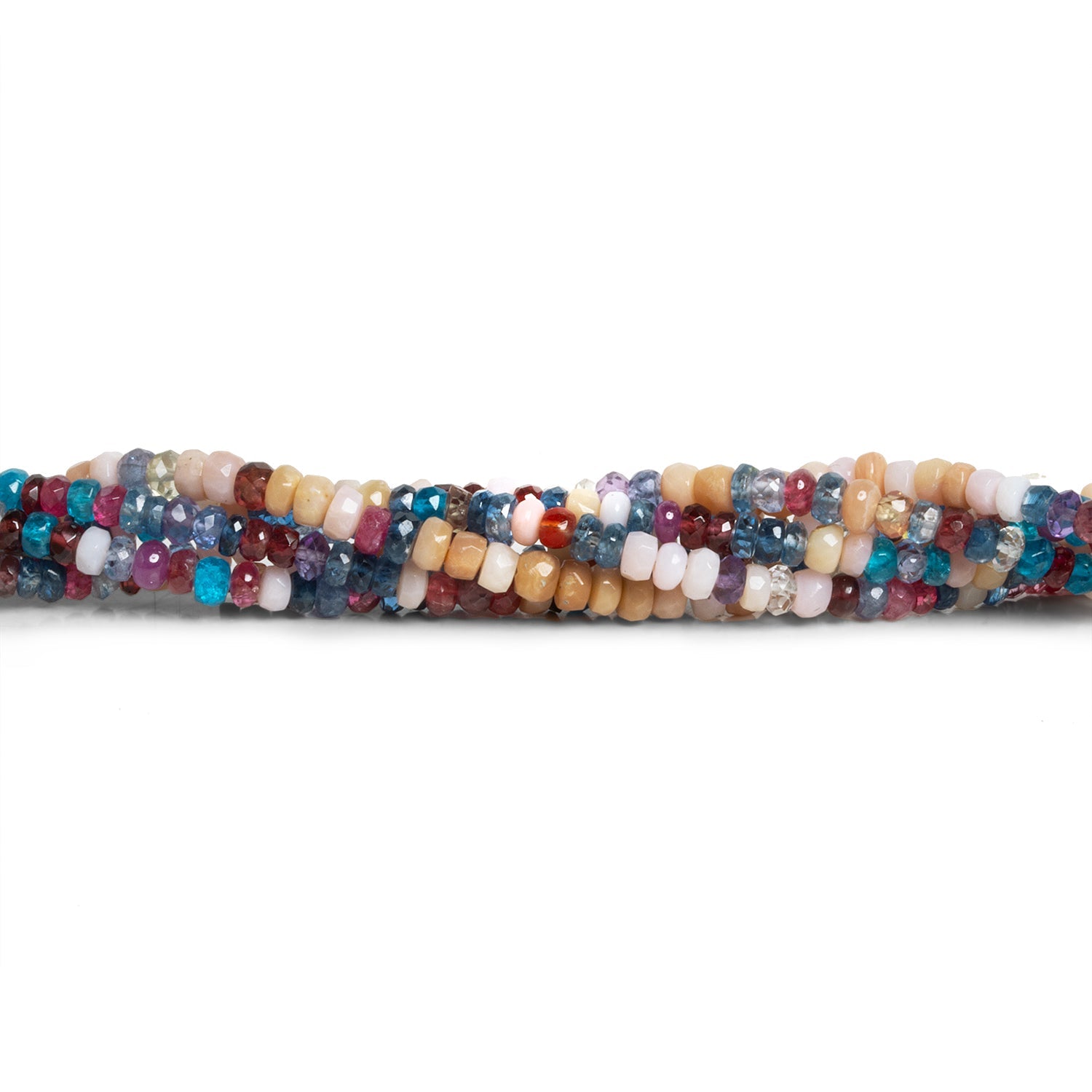 3-4mm Multi Gemstone Faceted Rondelles 16 inch 150 beads - The Bead Traders