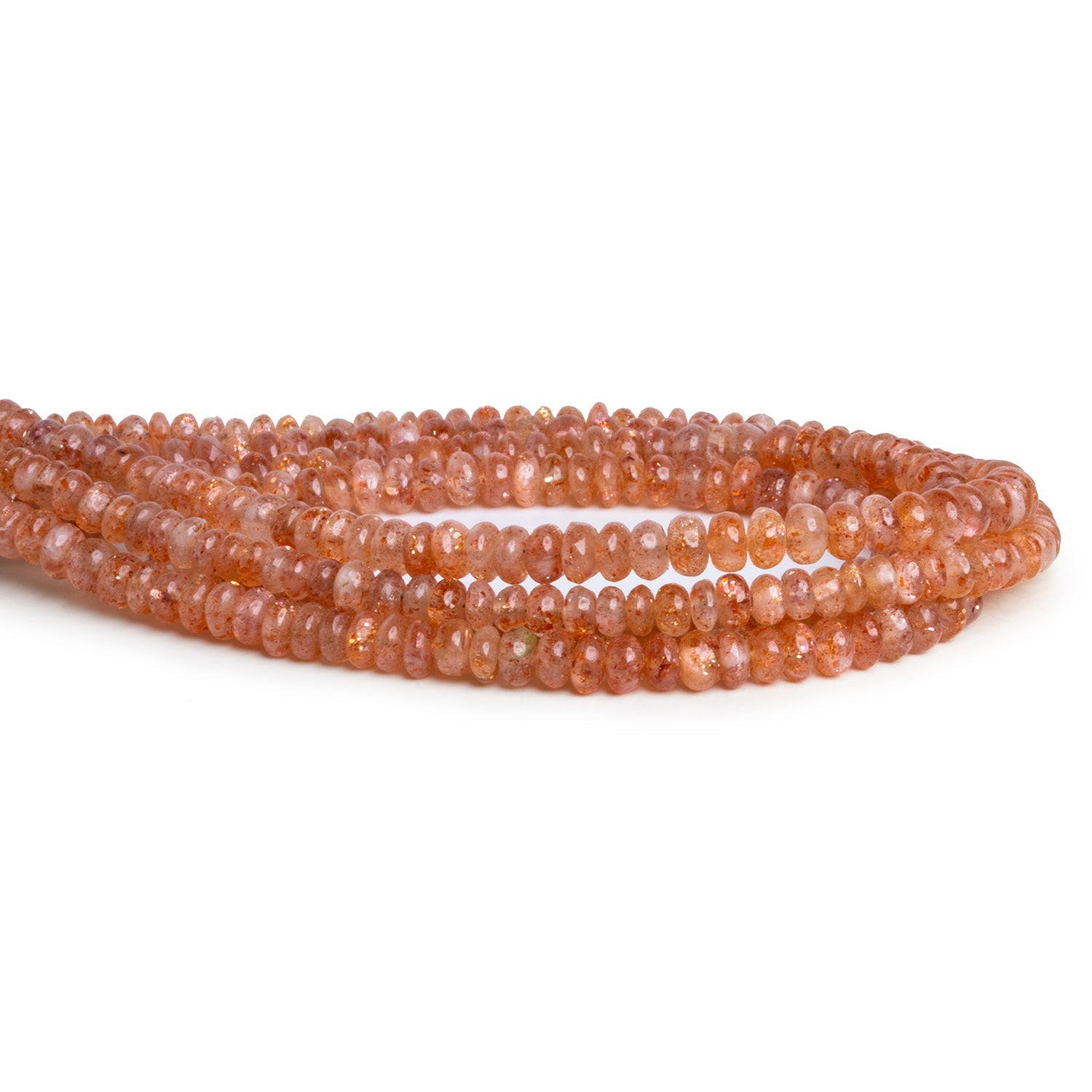 3 - 4mm Sunstone Plain Rondelles 8 inch 70 beads - The Bead Traders