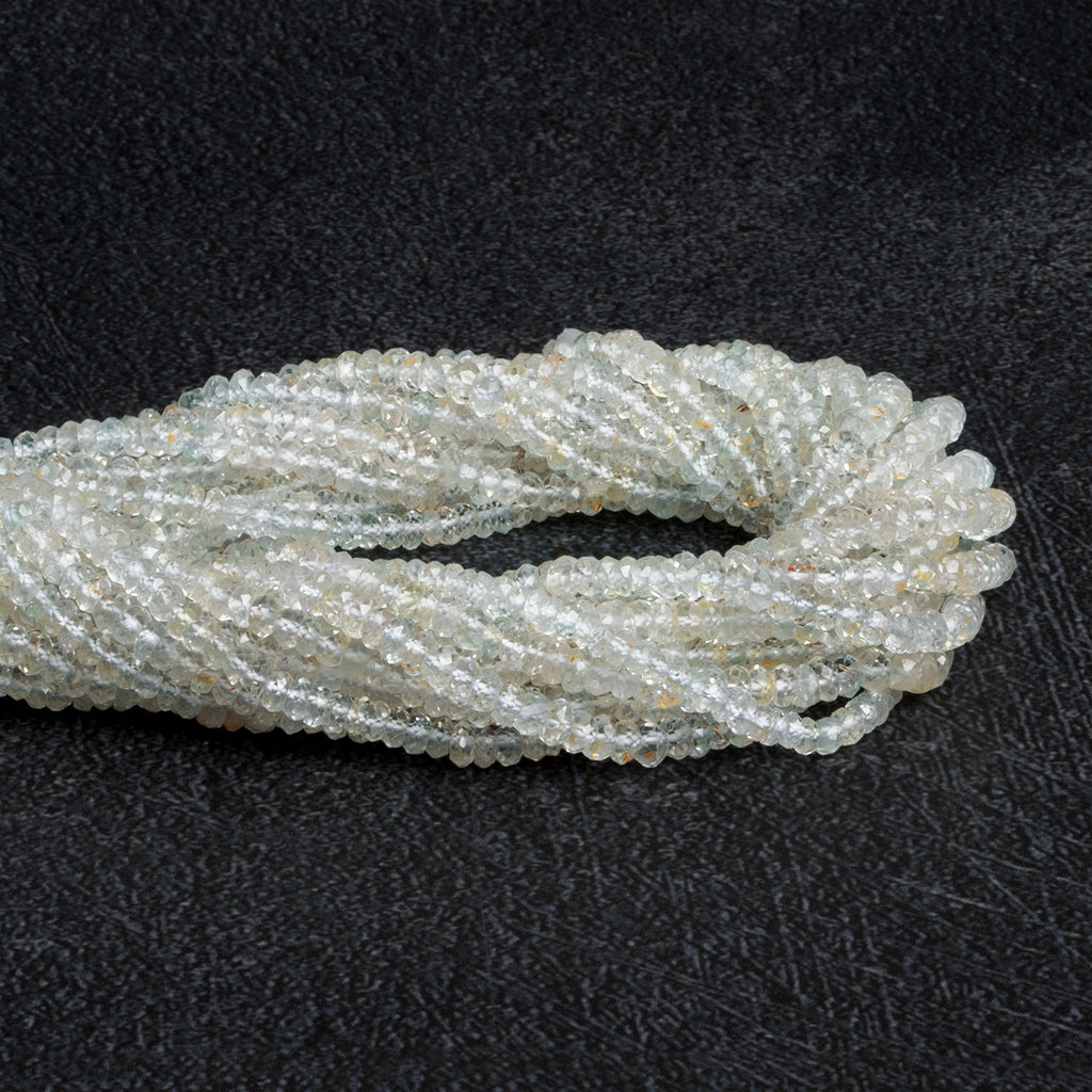 3-4mm White Topaz Handcut Rondelles 14 inch 135 beads - The Bead Traders