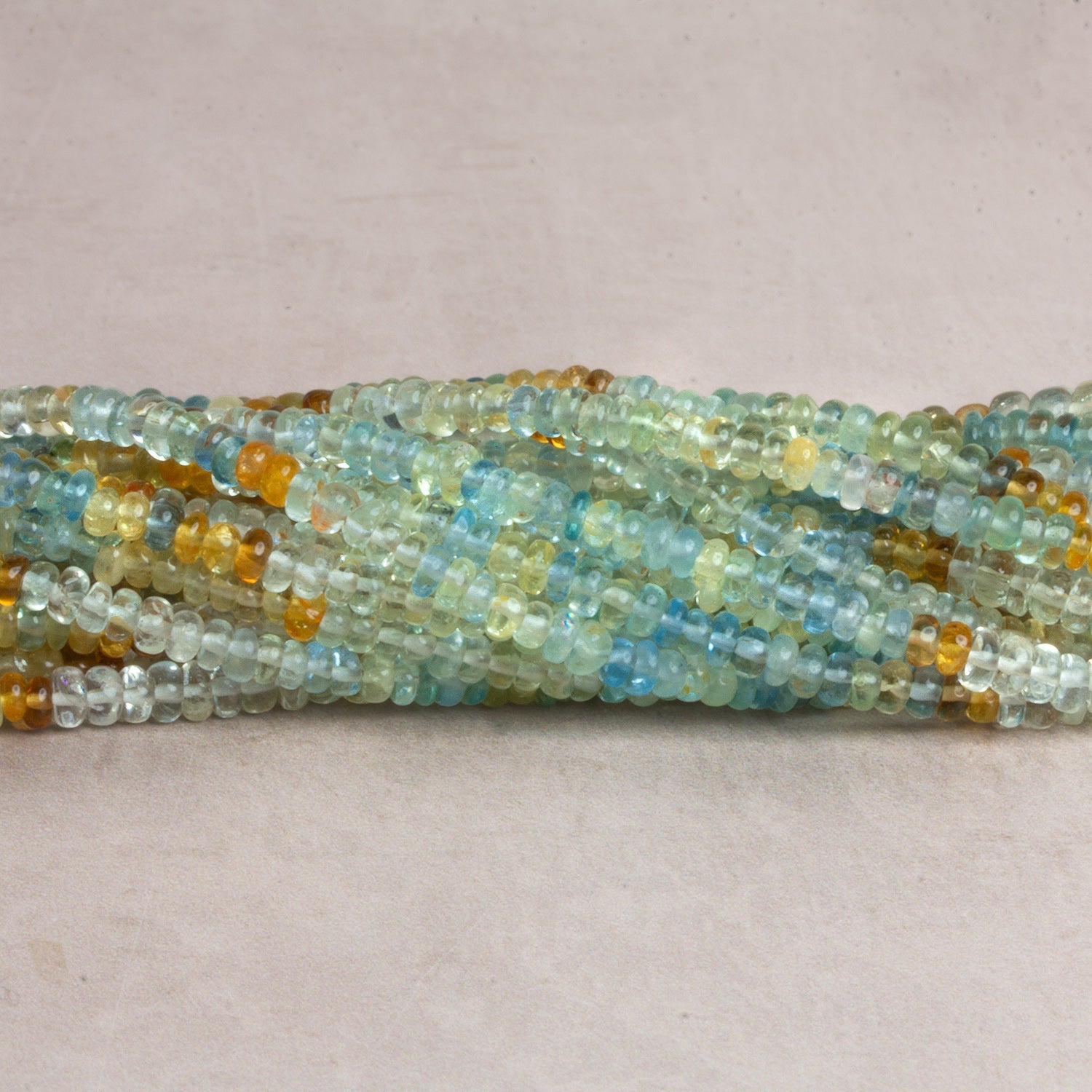 3 - 5mm Multi Beryl Plain Rondelles 16 inch 170 beads - The Bead Traders