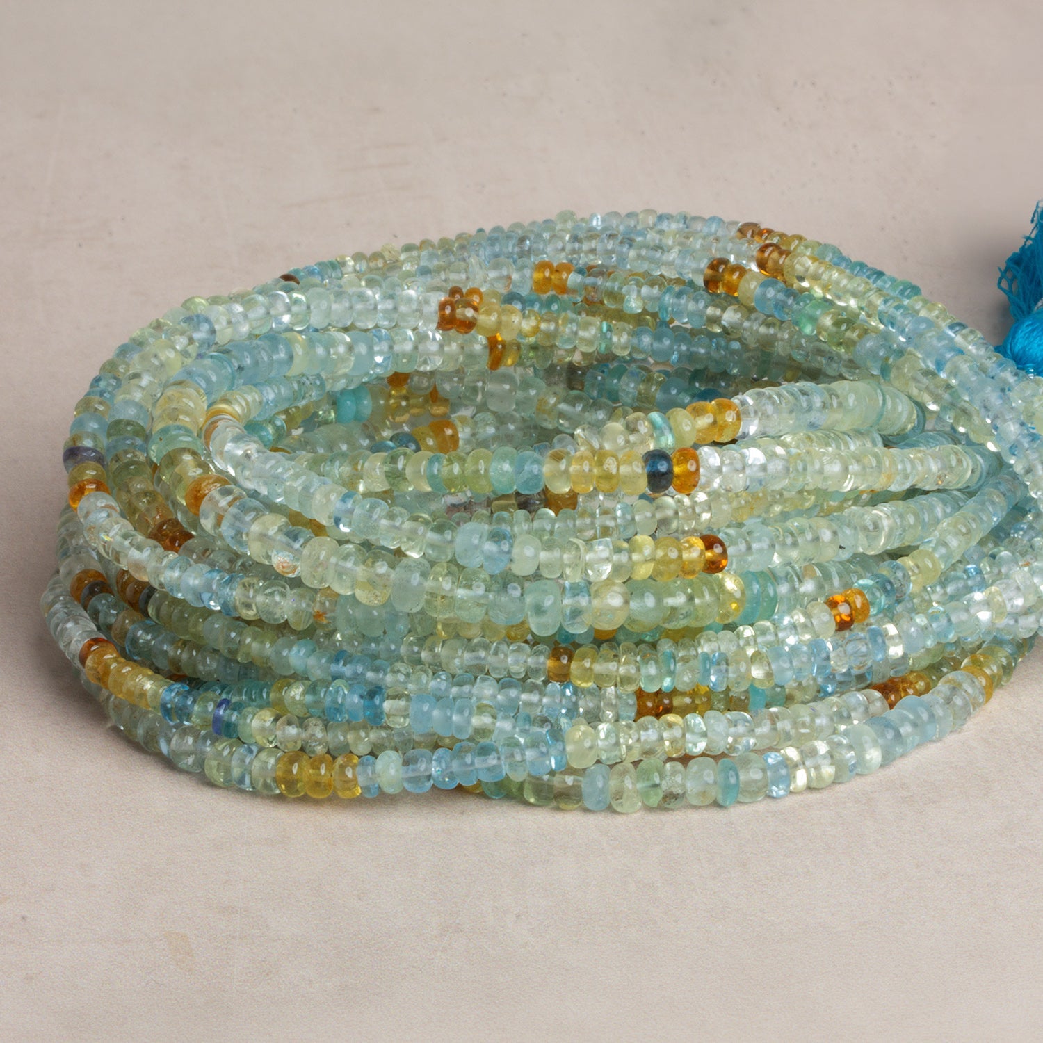 3 - 5mm Multi Beryl Plain Rondelles 16 inch 170 beads - The Bead Traders