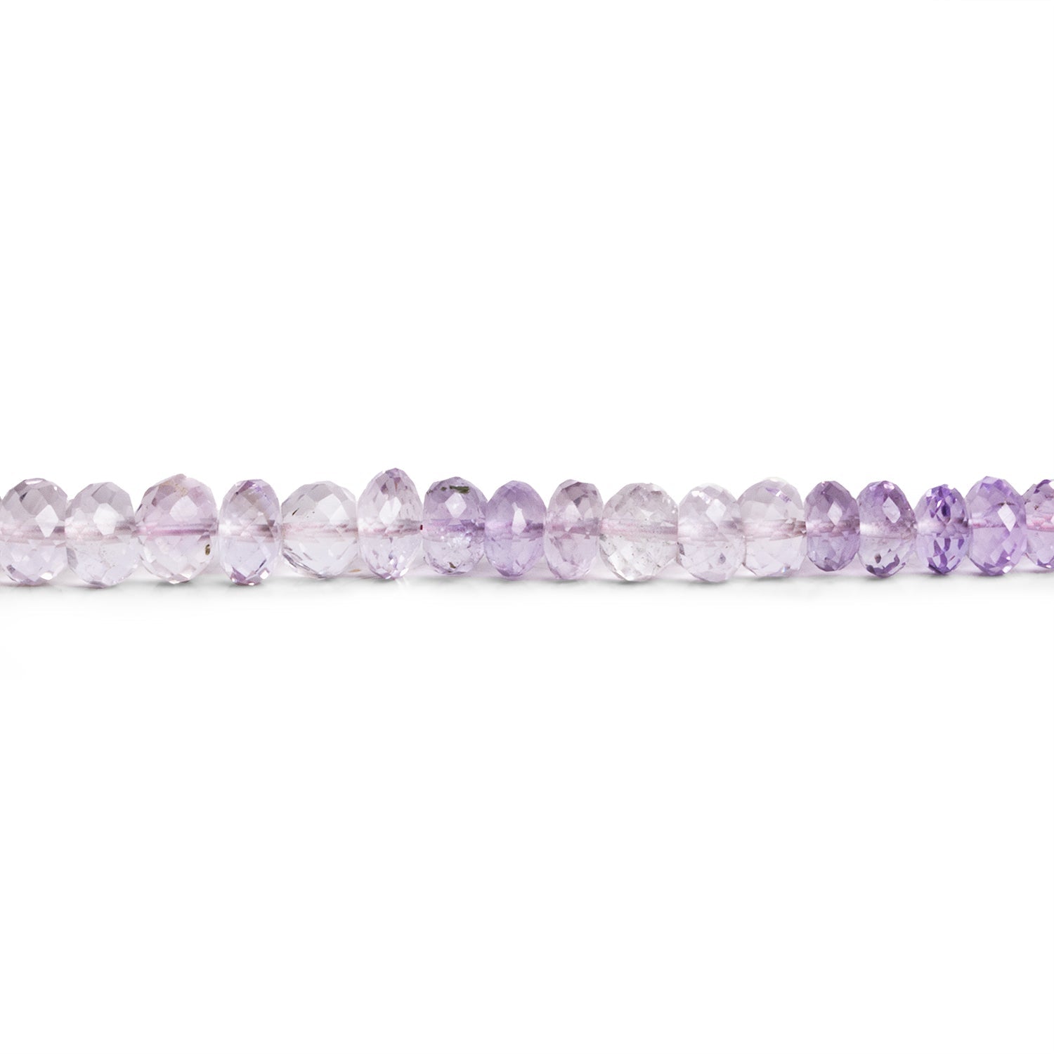 3 - 6.5mm Pink Amethyst Faceted Rondelles 9 inch 70 beads - The Bead Traders