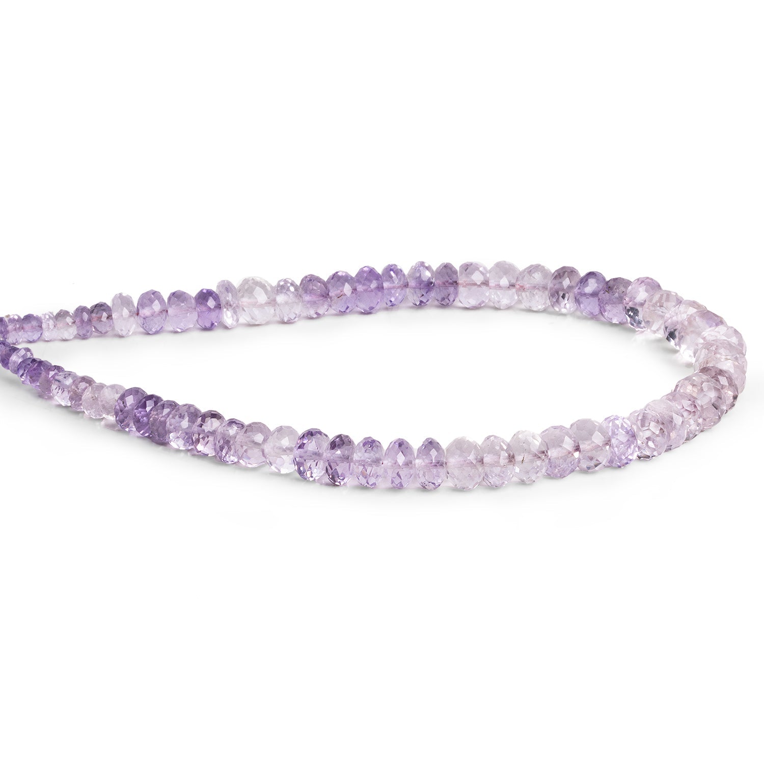 3 - 6.5mm Pink Amethyst Faceted Rondelles 9 inch 70 beads - The Bead Traders