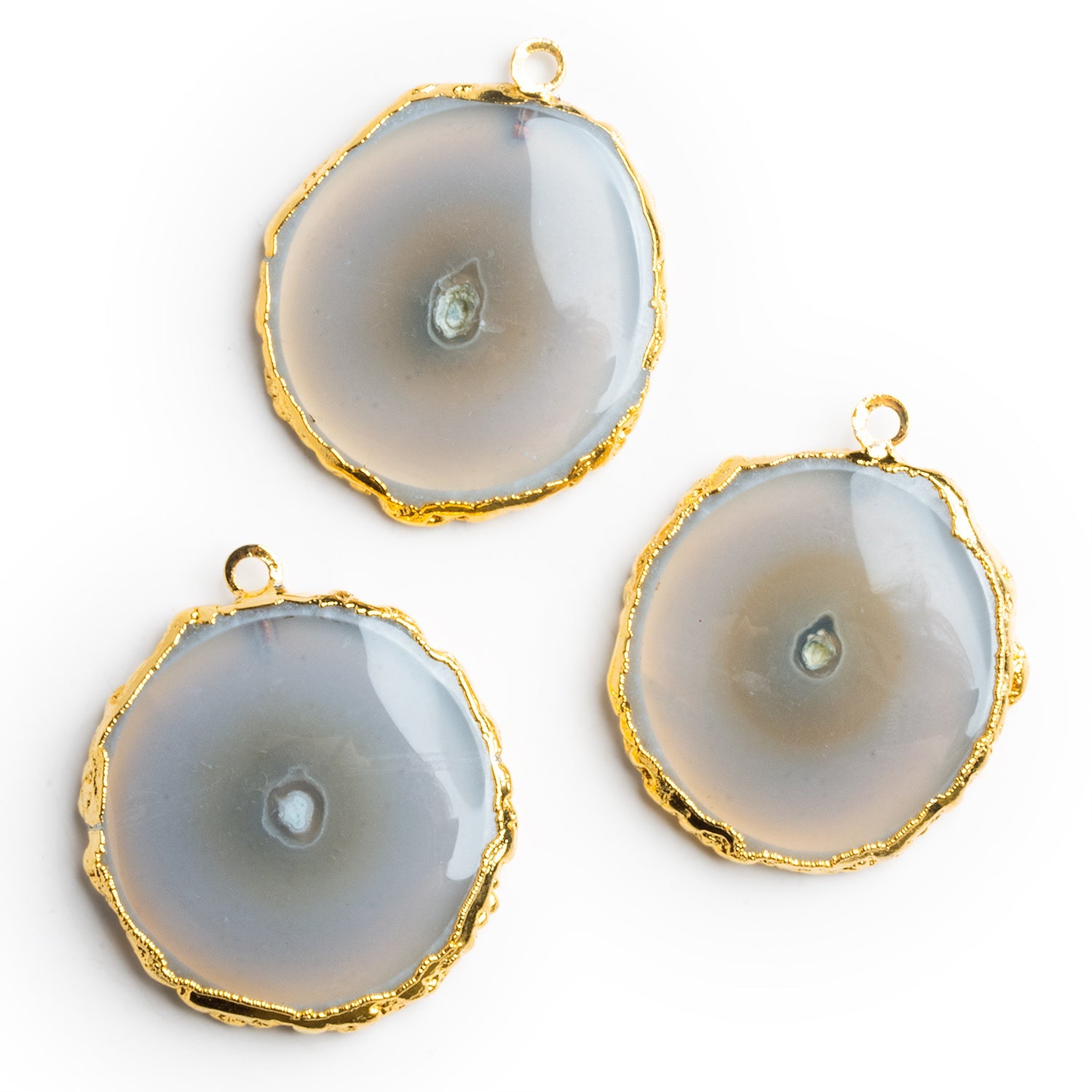 30mm Gold Leafed Solar Quartz Slice Pendant 1 Bead - The Bead Traders