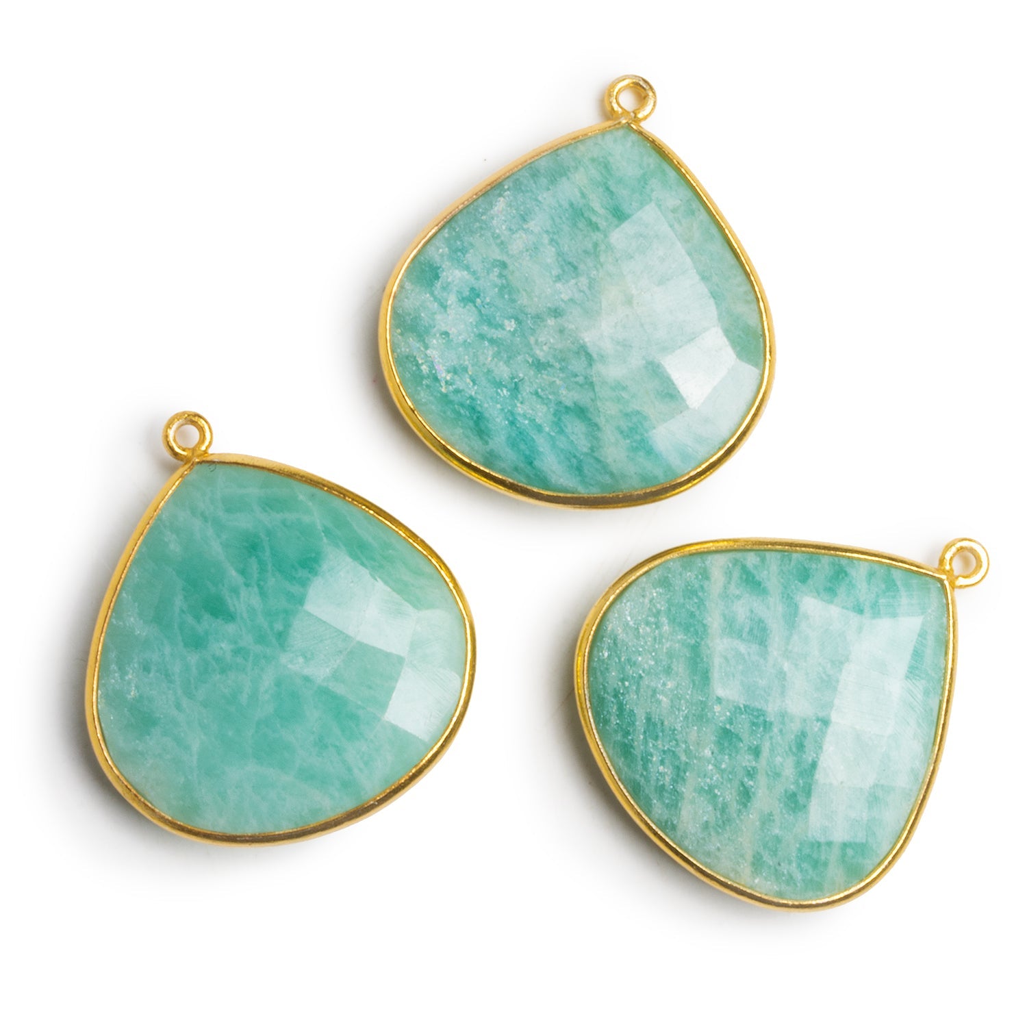30mm Vermeil Bezel Amazonite Heart Pendant 1 Bead - The Bead Traders
