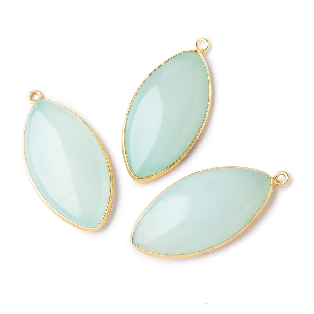 30x16mm Vermeil Bezel Seafoam Chalcedony Plain Marquise Pendant 1 bead - The Bead Traders