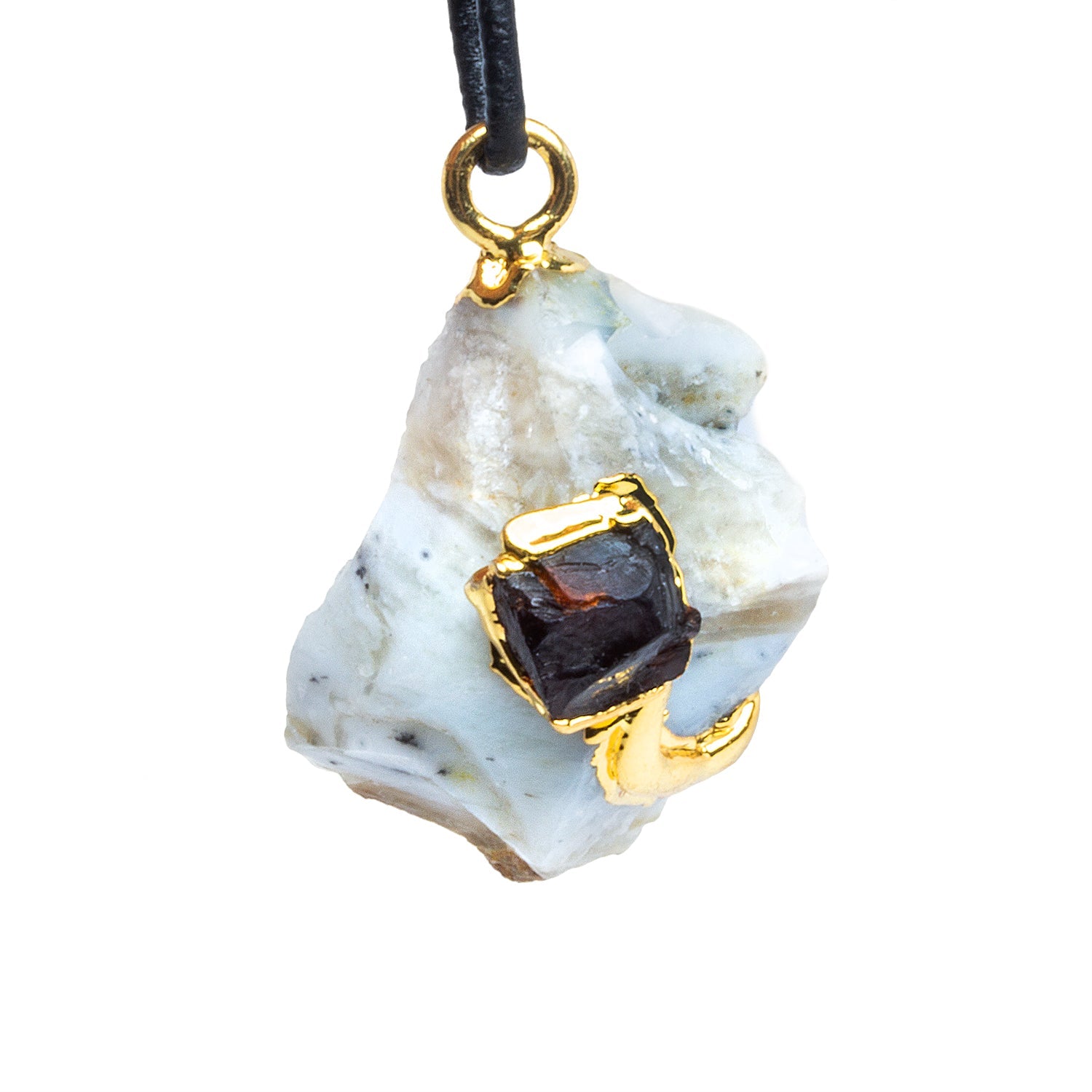 30x20mm Double Leafed Peruvian with Garnet Pendant 1 Bead - The Bead Traders