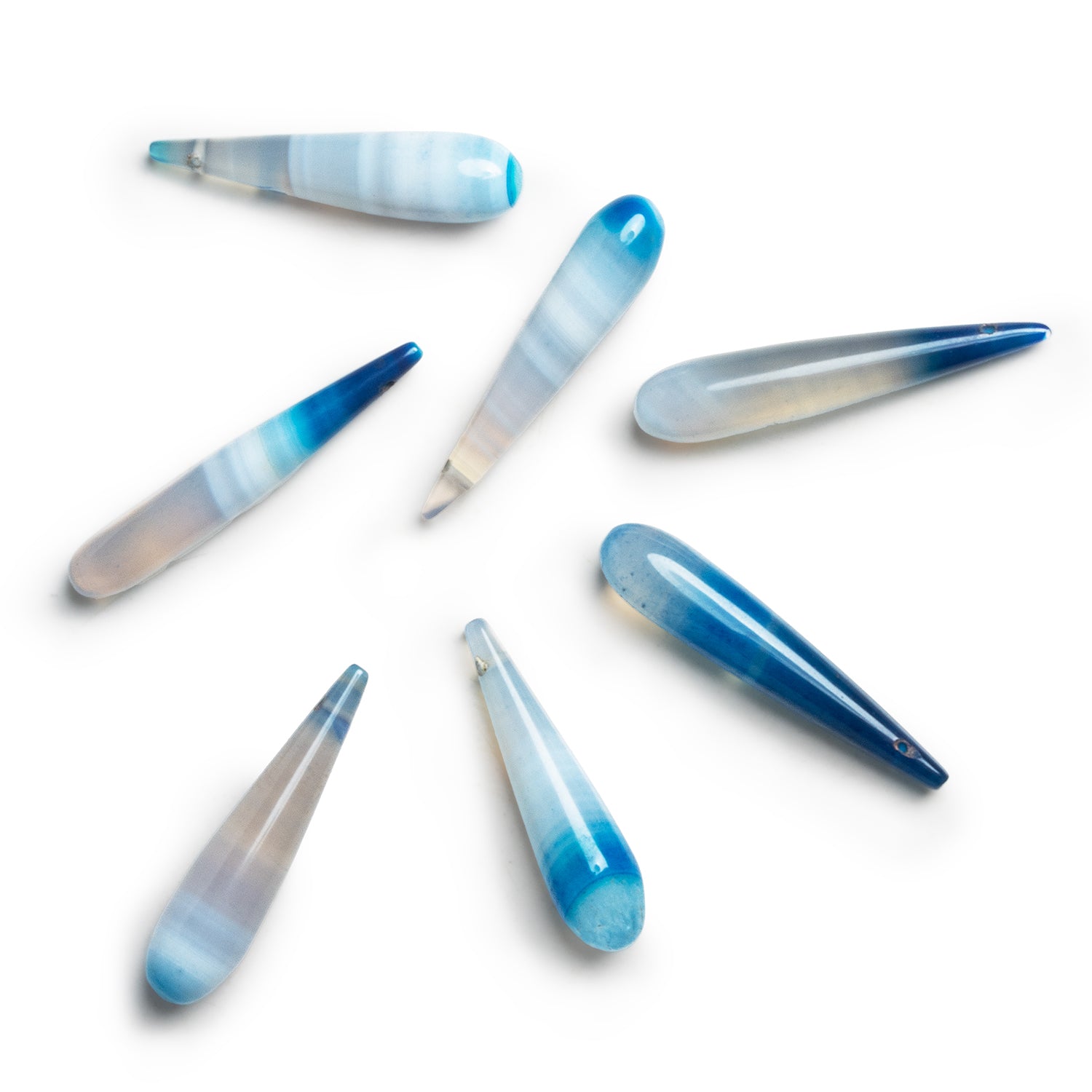 30x6mm Blue Chalcedony Teardrop Focal 1 Bead - The Bead Traders