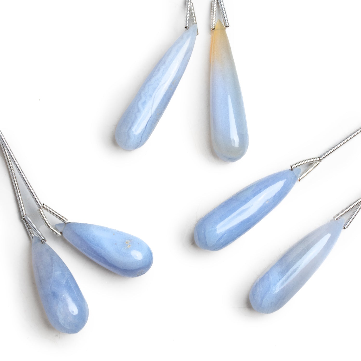 30x9mm Turkish Chalcedony Plain Teardrop Focals 2 Beads - The Bead Traders